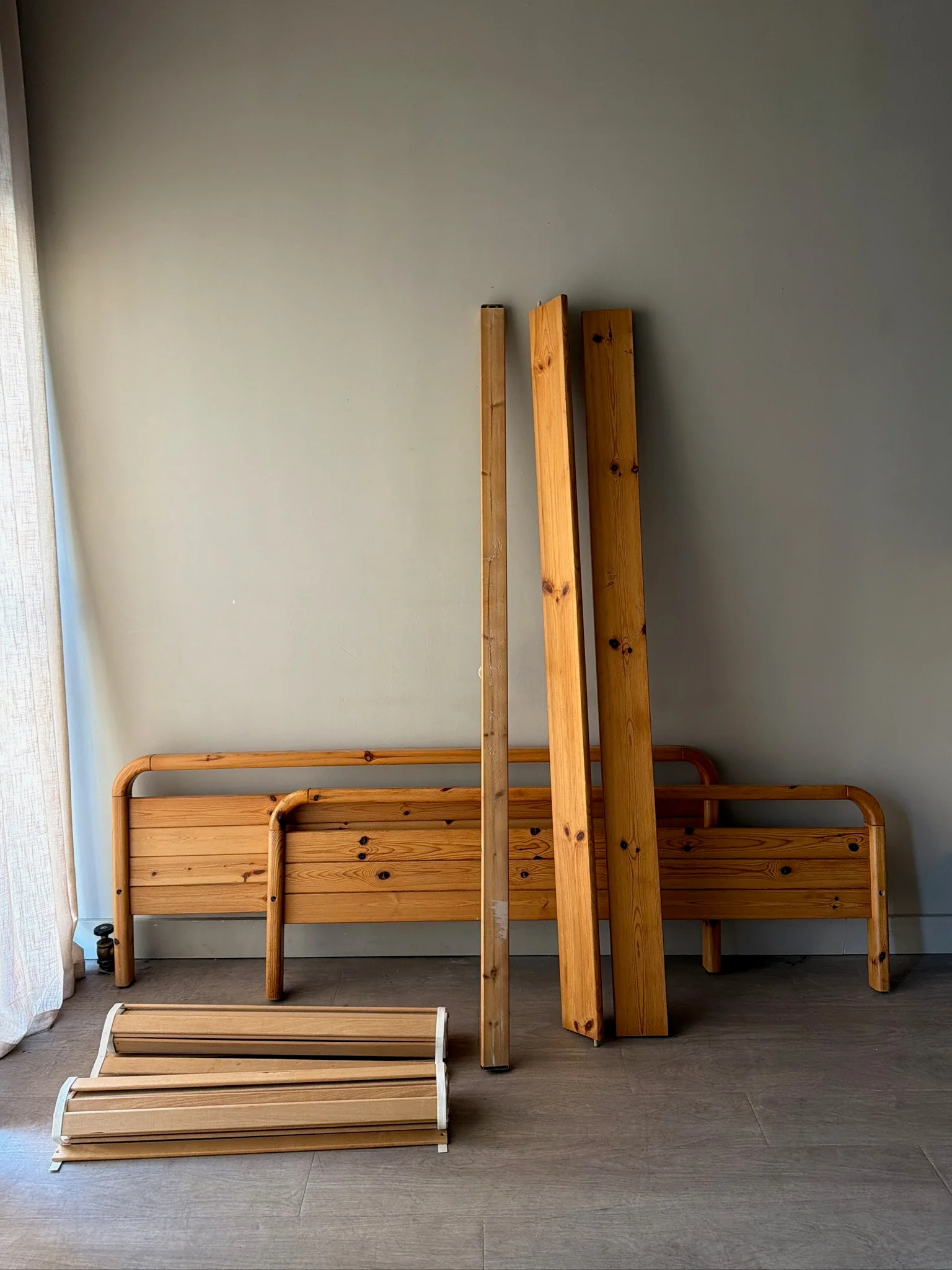1970s Danish pine queen bed frame - Image 3