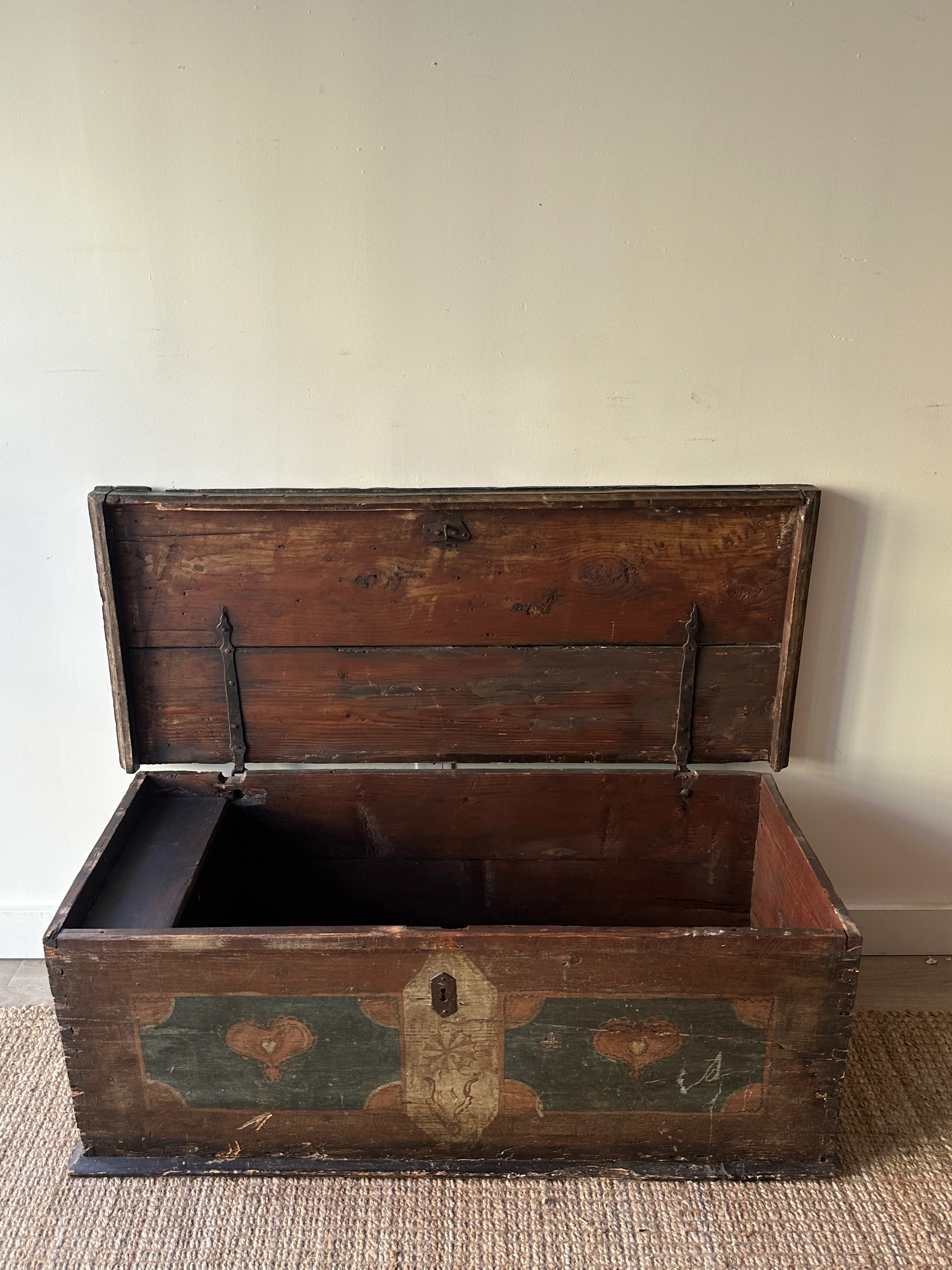 19th c. painted pine chest - Image 5