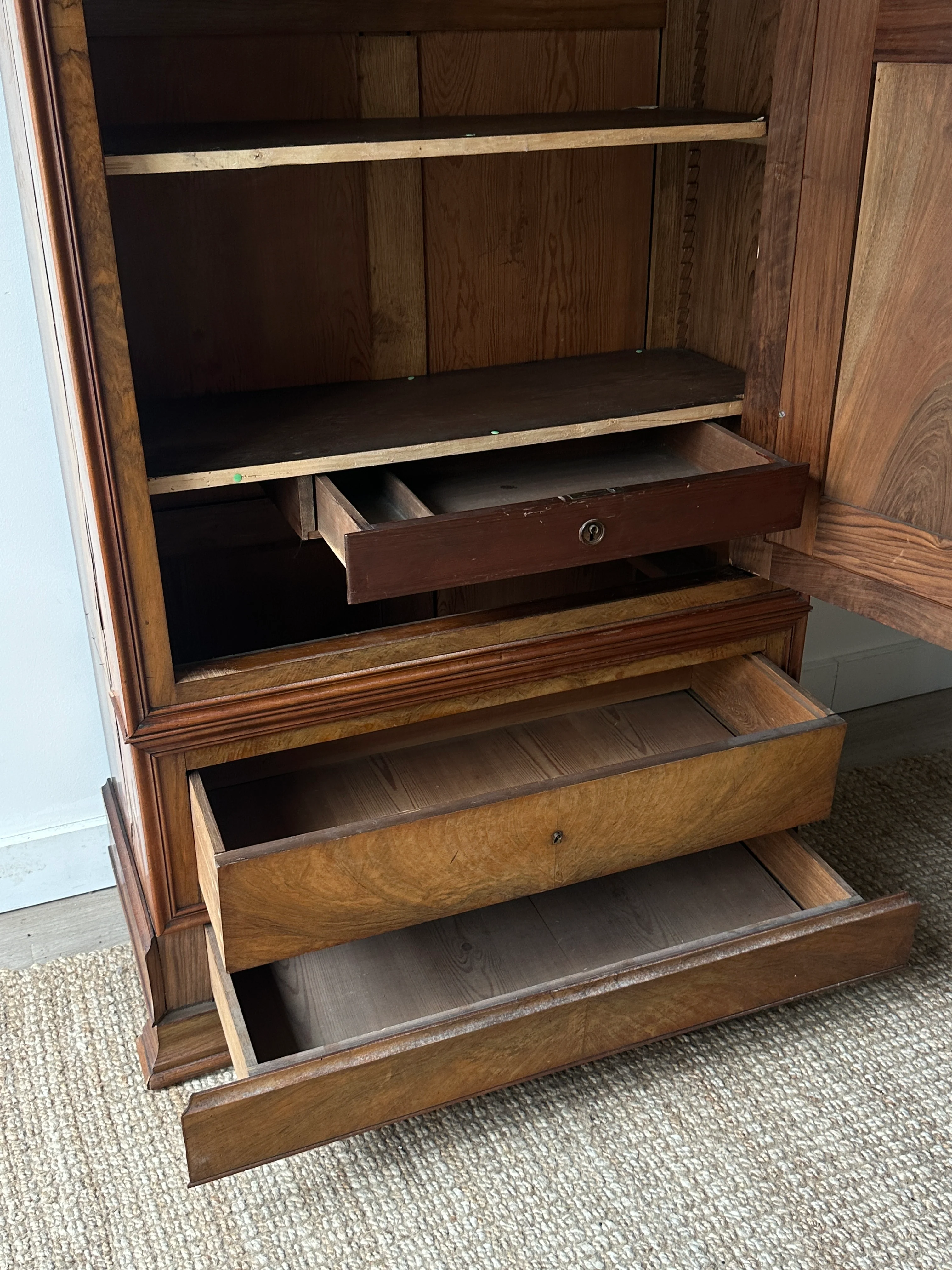 19th c. walnut armoire - Image 8