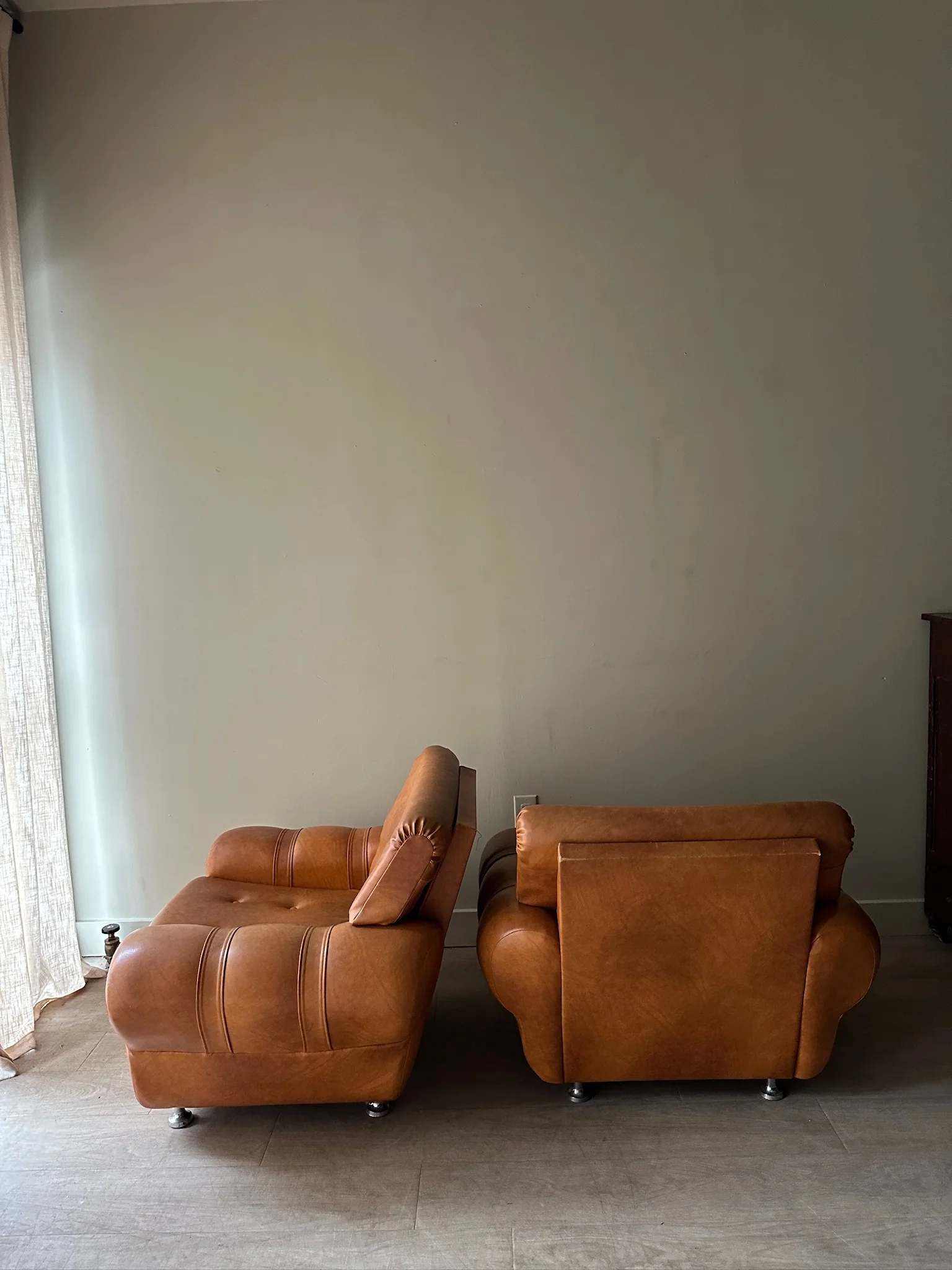 2 brown vinyl club chairs. Sold individually. - Image 3
