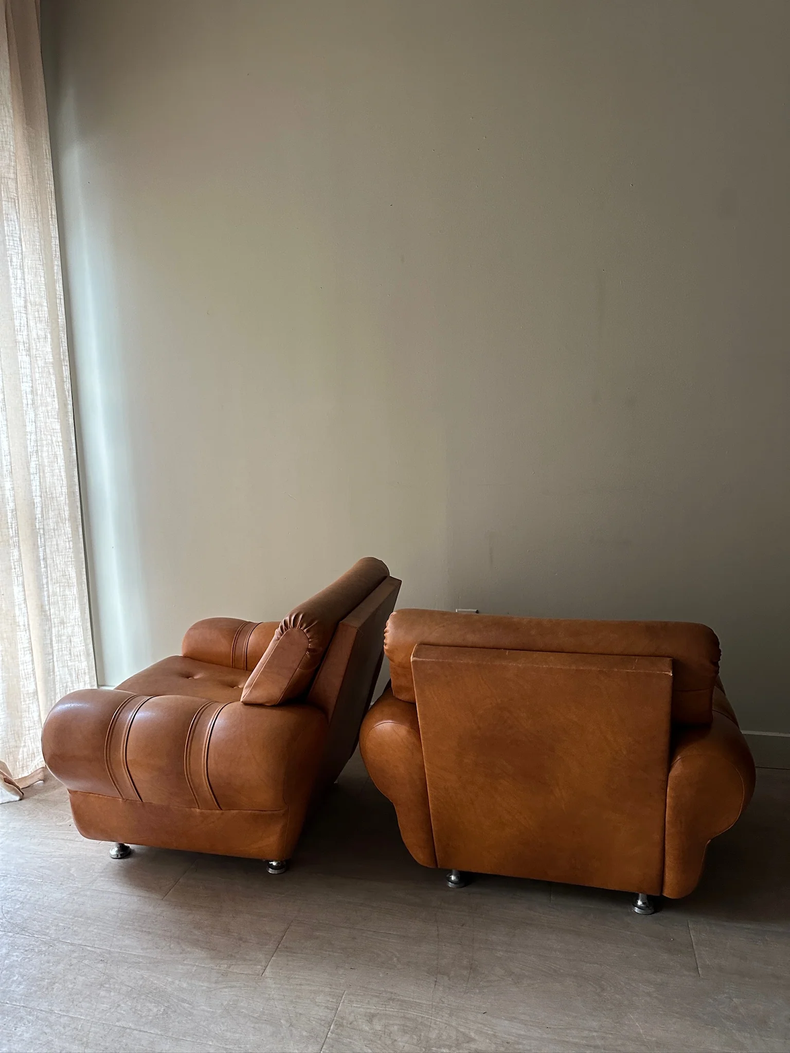 2 brown vinyl club chairs. Sold individually. - Image 4