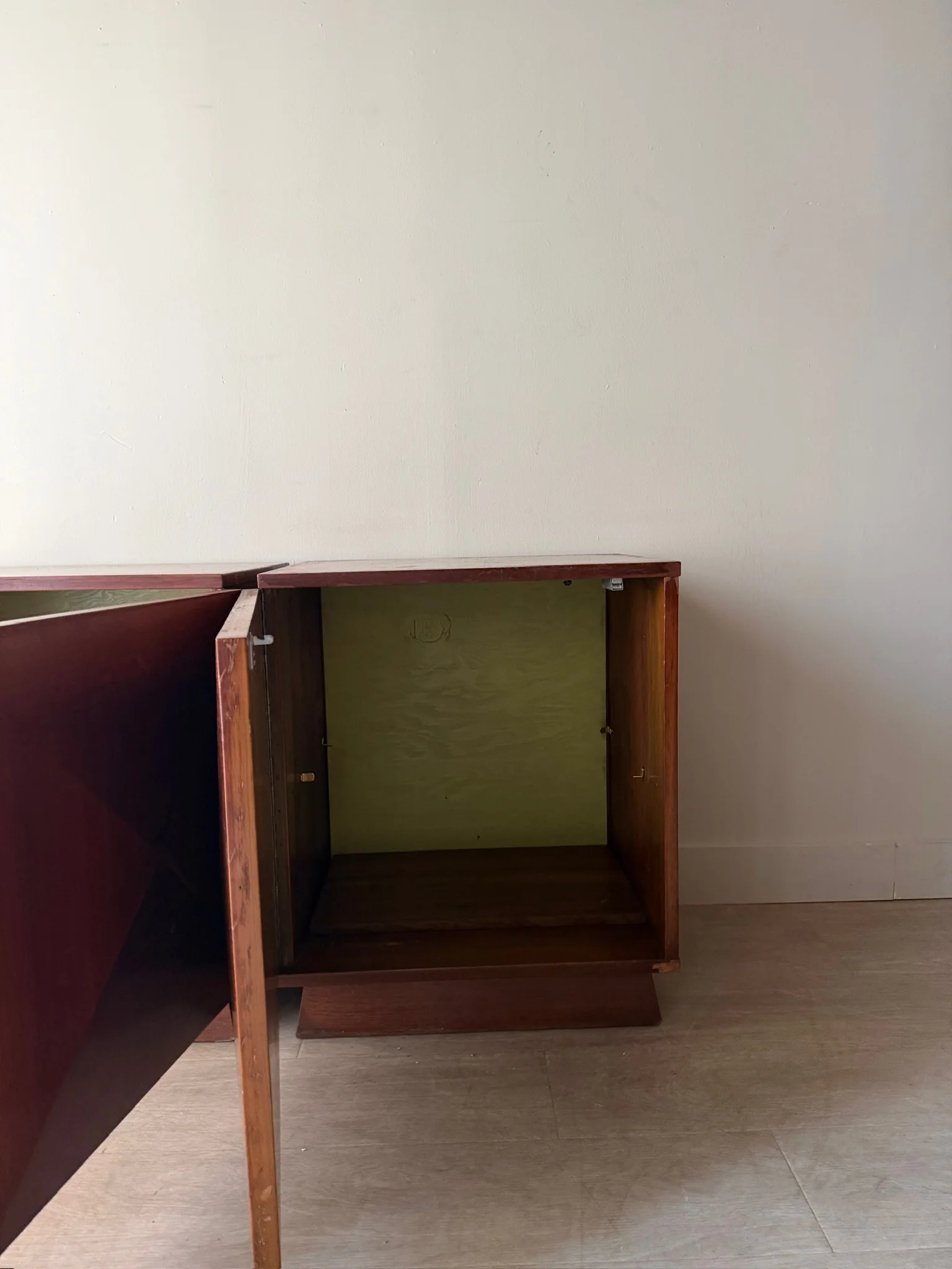 2 walnut diamond panel nightstands. Sold individually. - Image 7