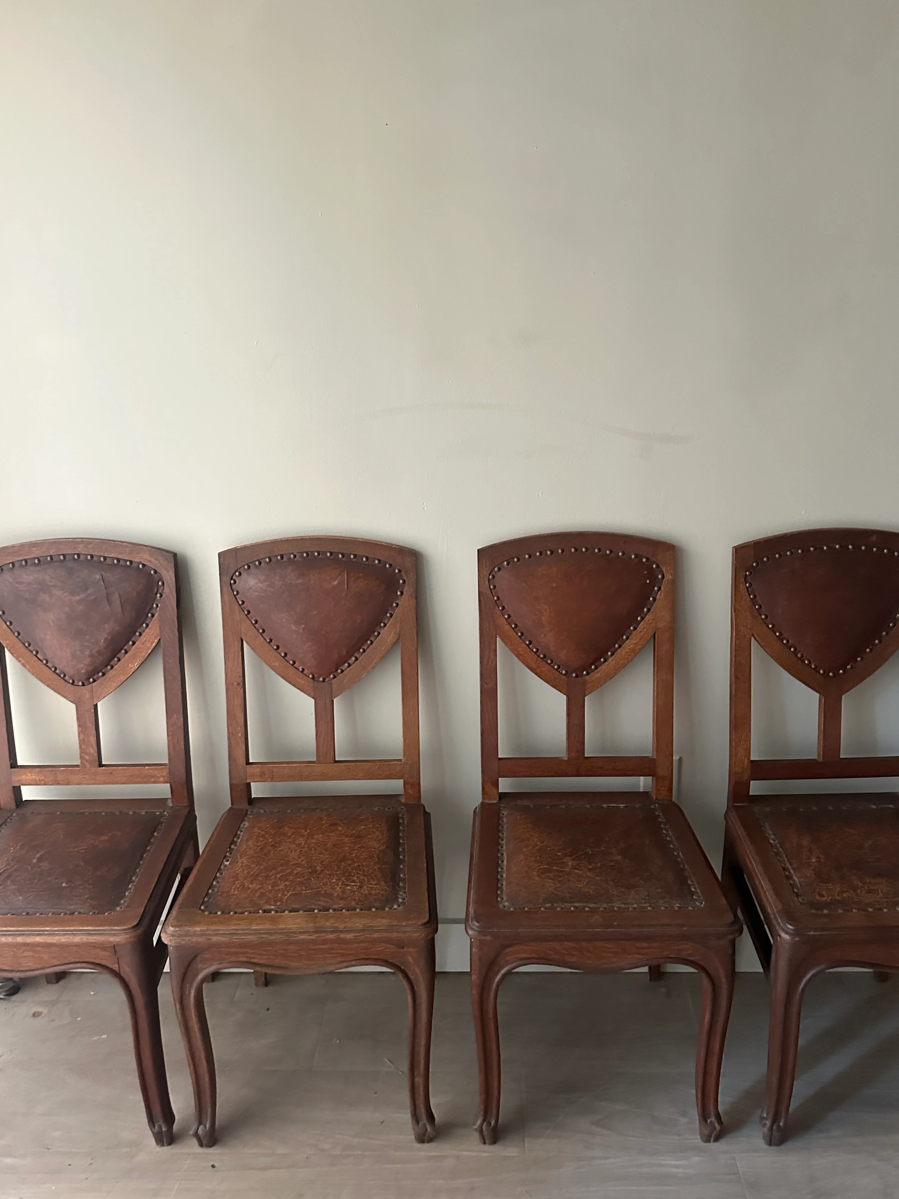 4 oak and leather dining chairs. (Sets of 2) - Image 2