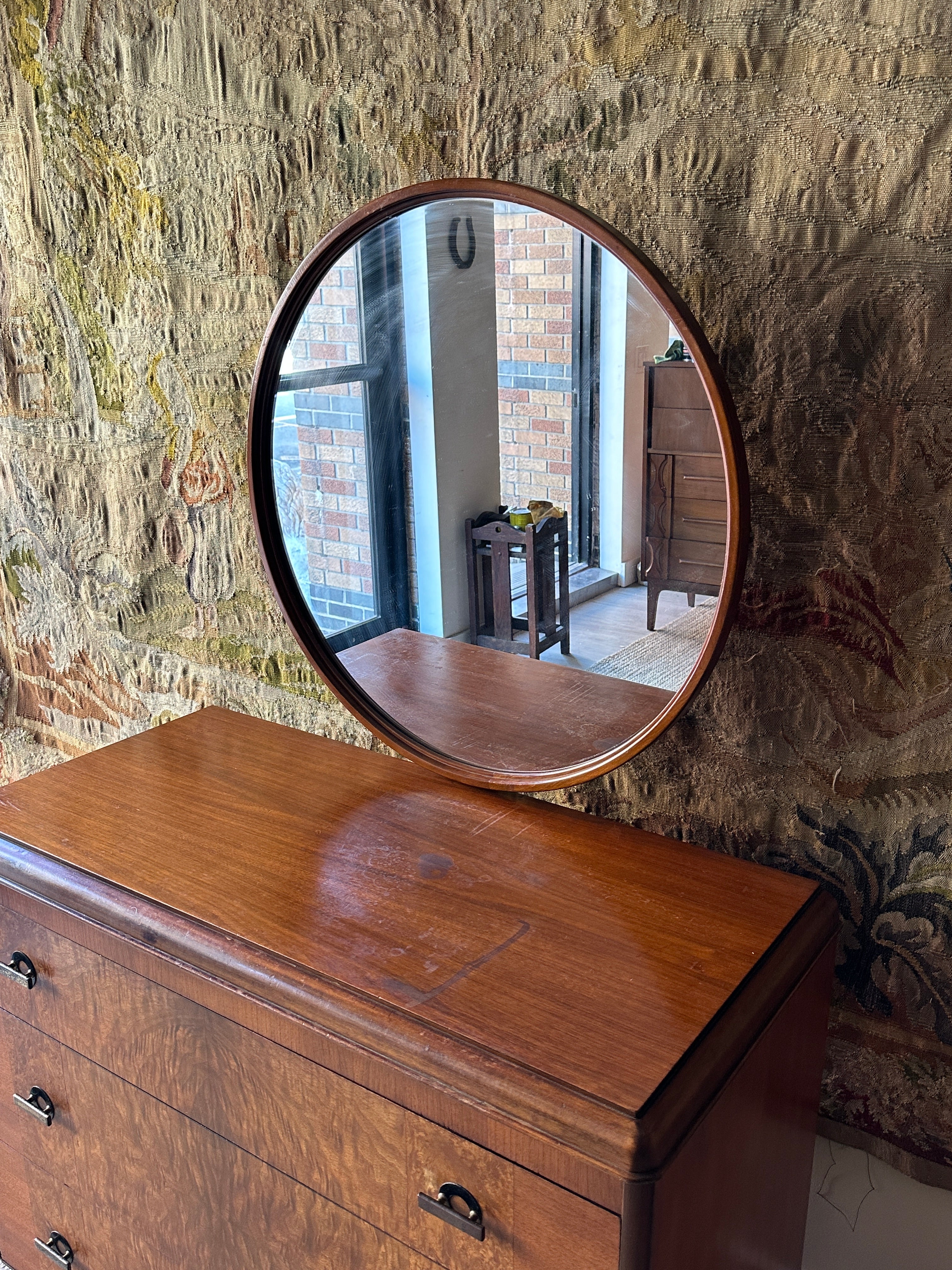 Art Deco walnut dresser with mirror - Image 4
