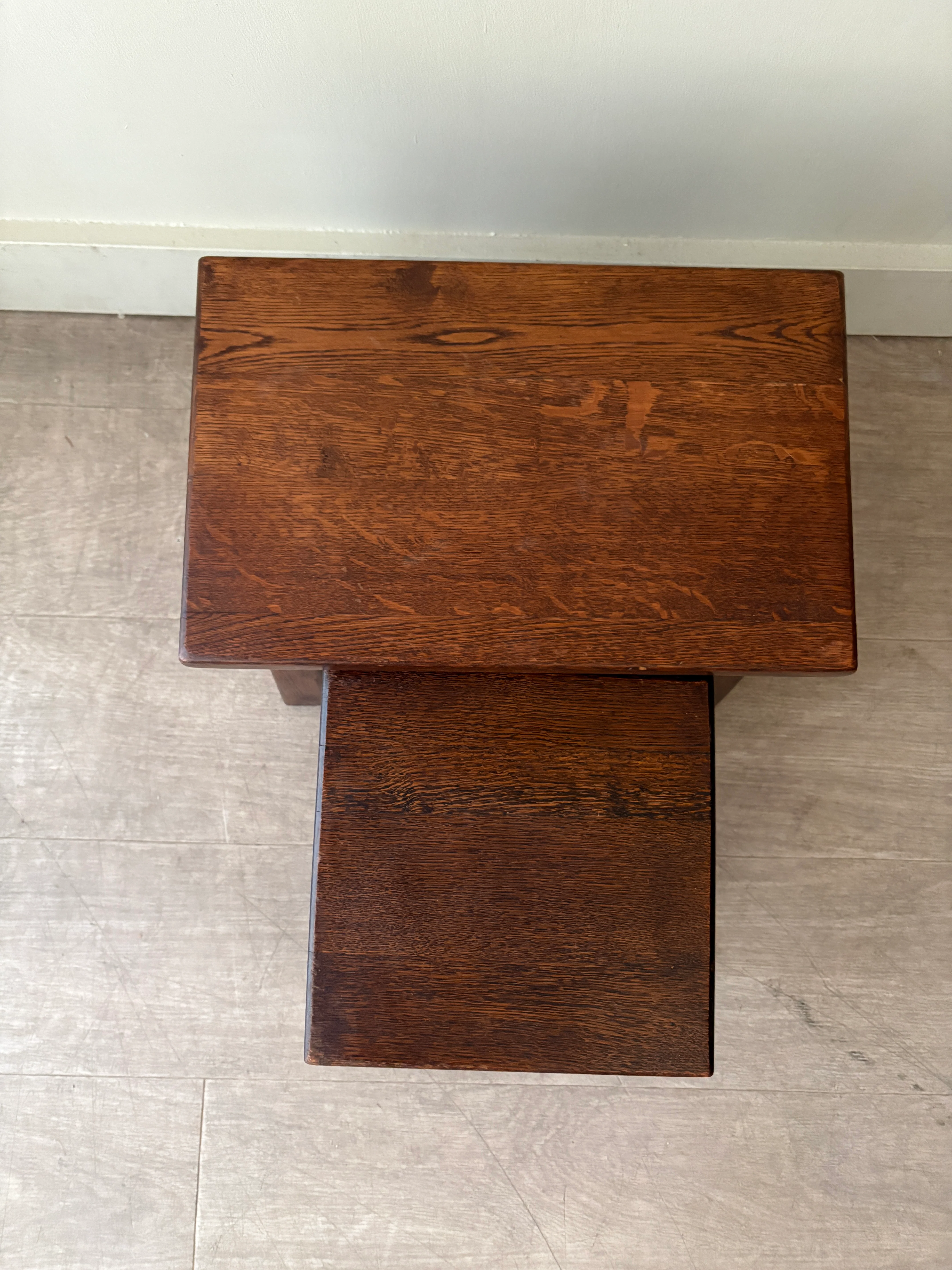 Belgian Brutalist oak nesting tables - Image 6