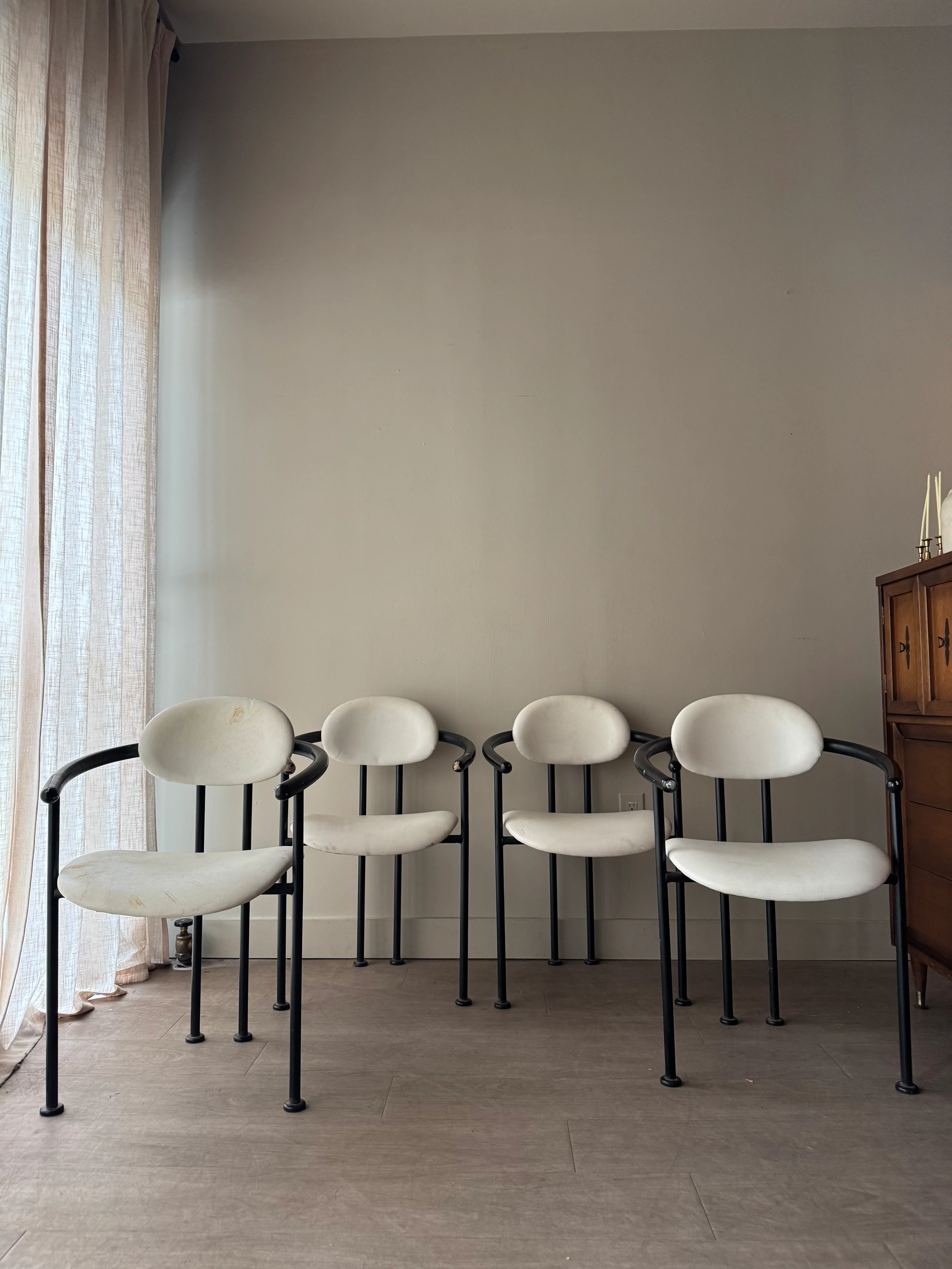 Bentwood and vinyl armchairs. Sold in pairs.