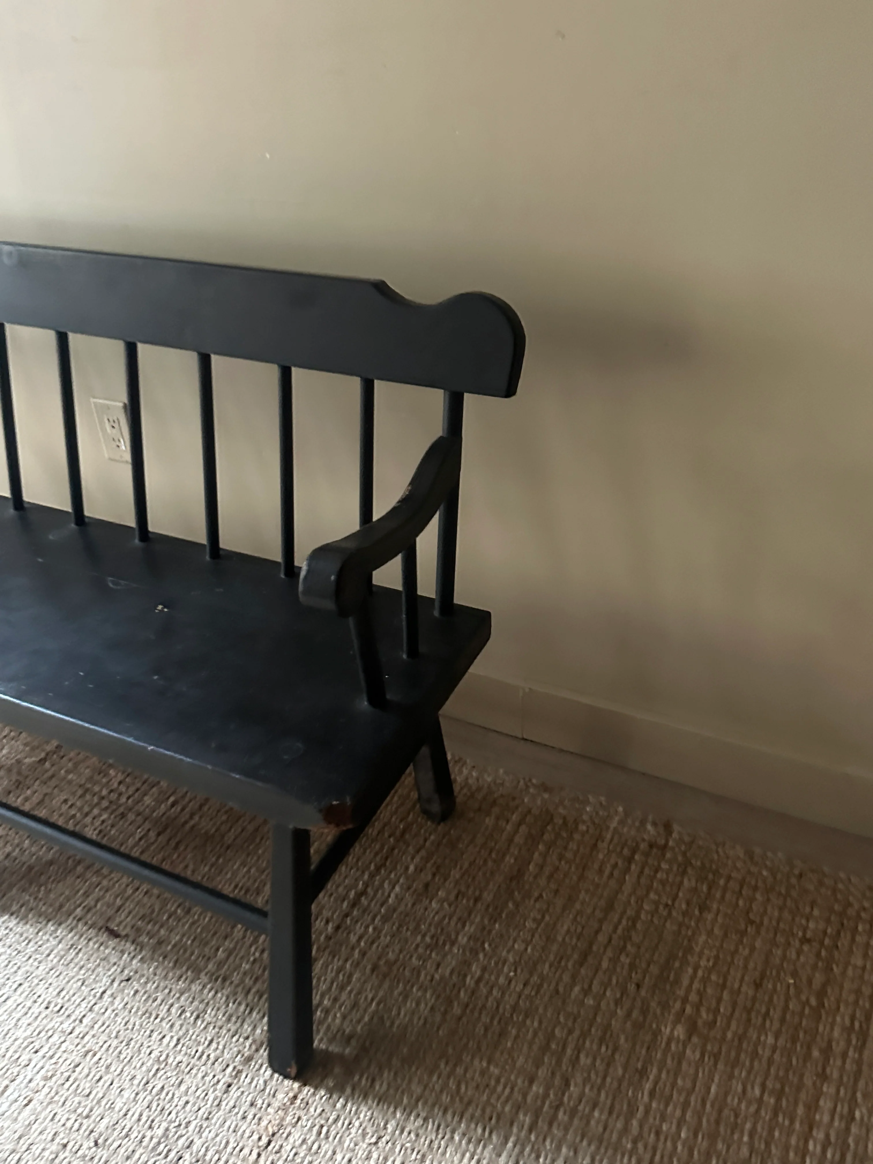 Black painted farm bench - Image 2