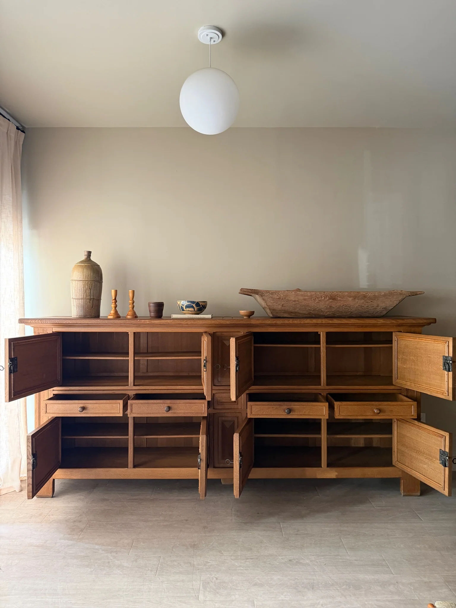 Brutalist Dutch oak two piece sideboard - Image 2