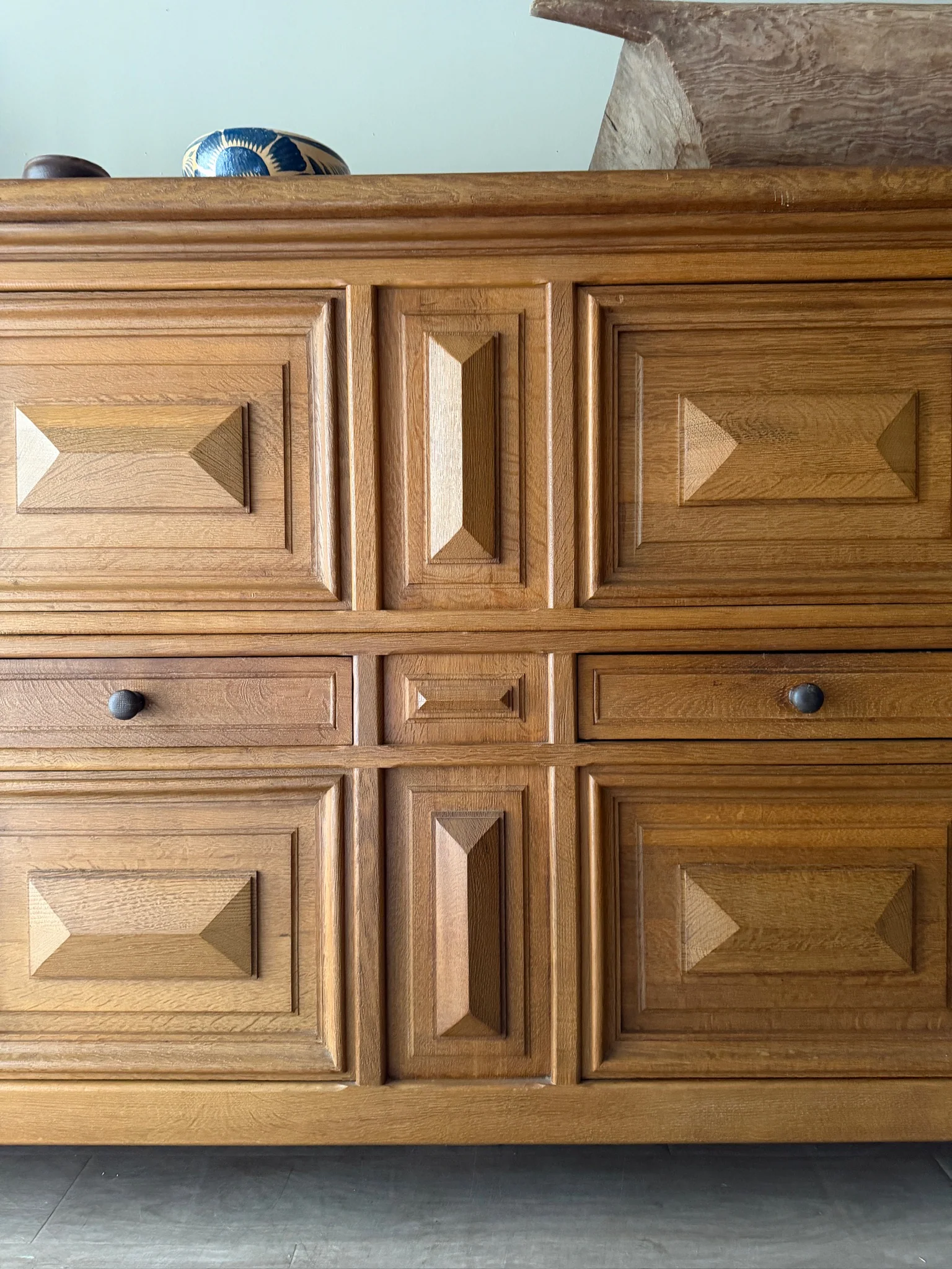 Brutalist Dutch oak two piece sideboard - Image 7