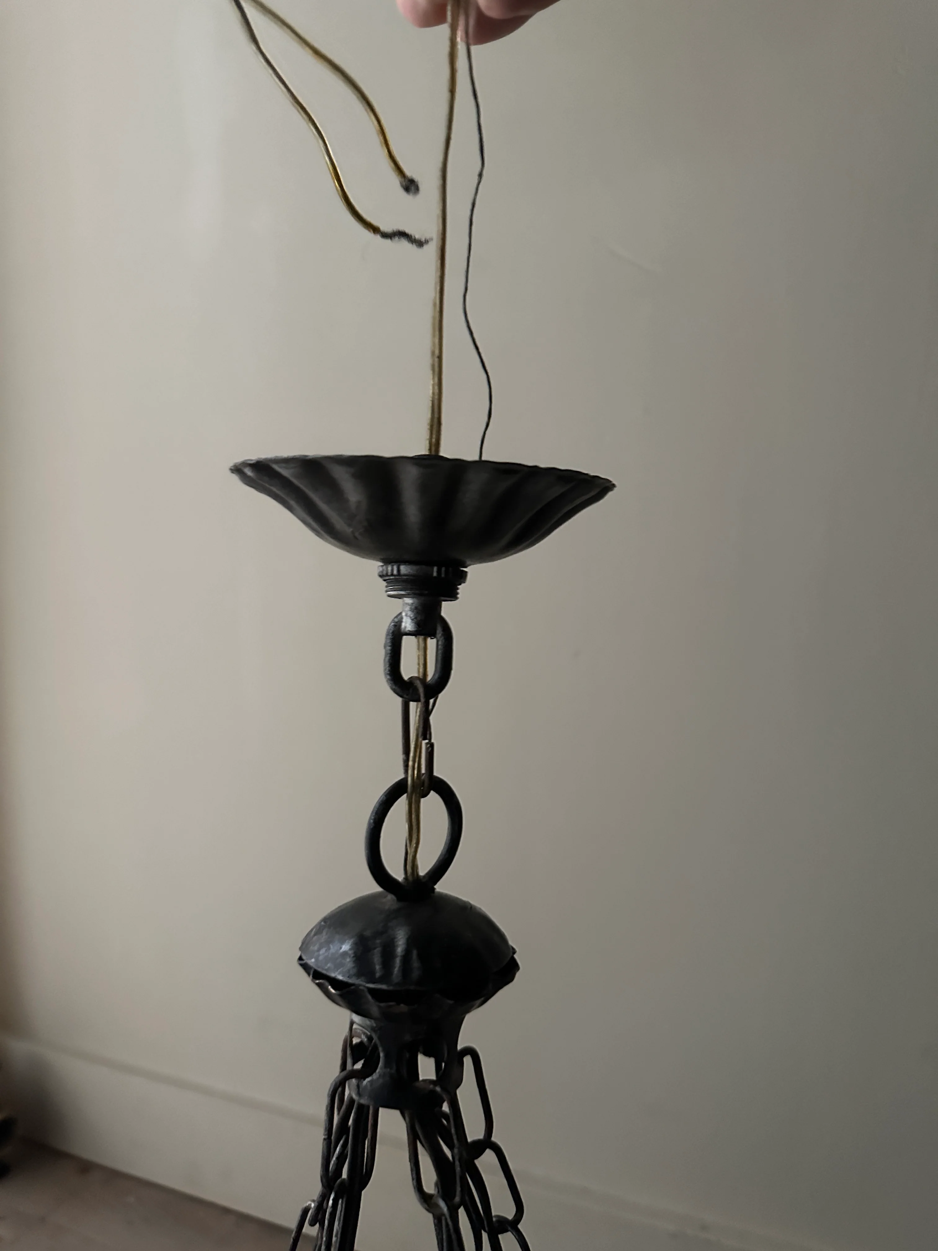 Brutalist wrought iron chandelier - Image 5