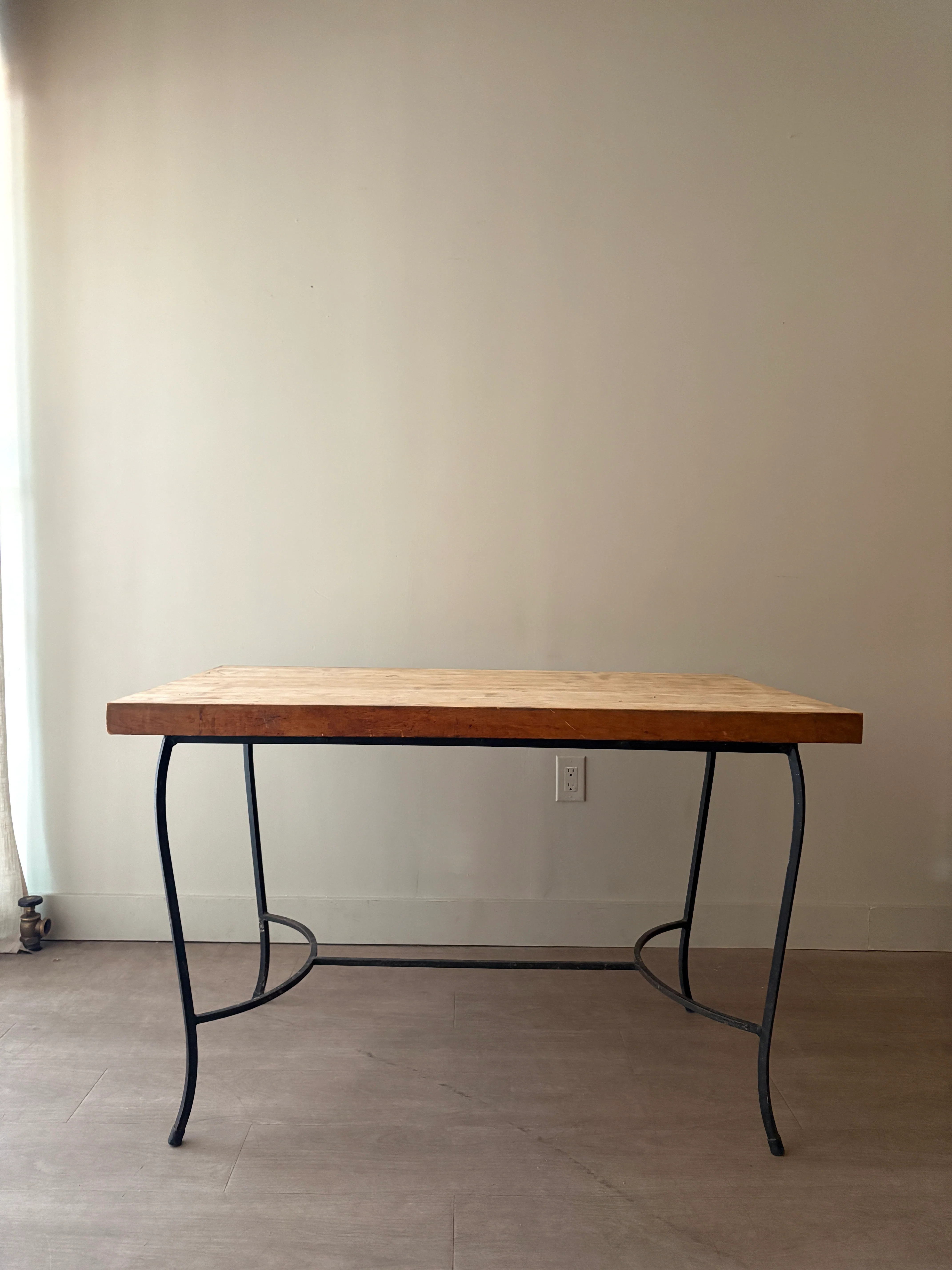 Butcher block & wrought iron table