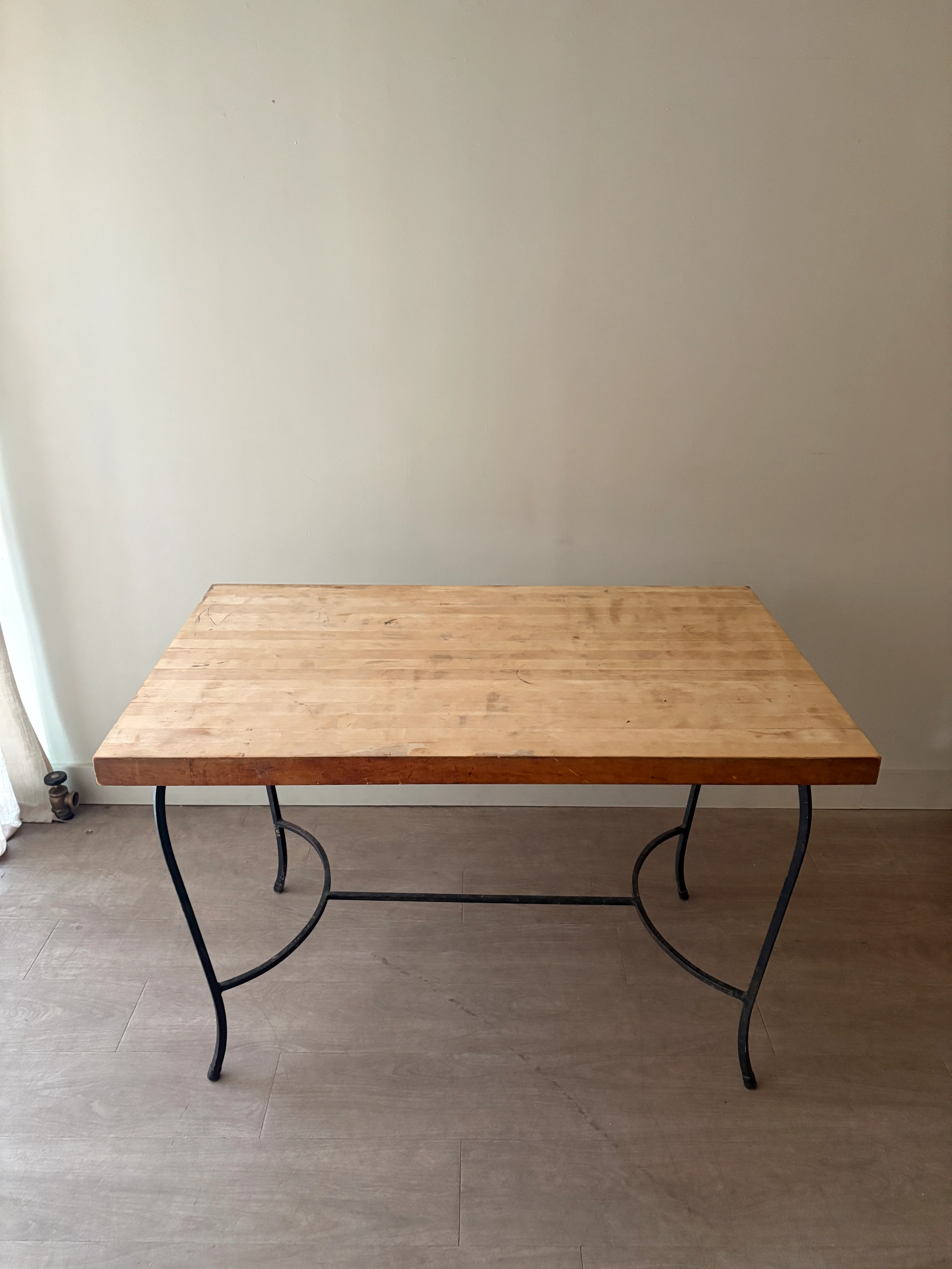 Butcher block & wrought iron table - Image 2