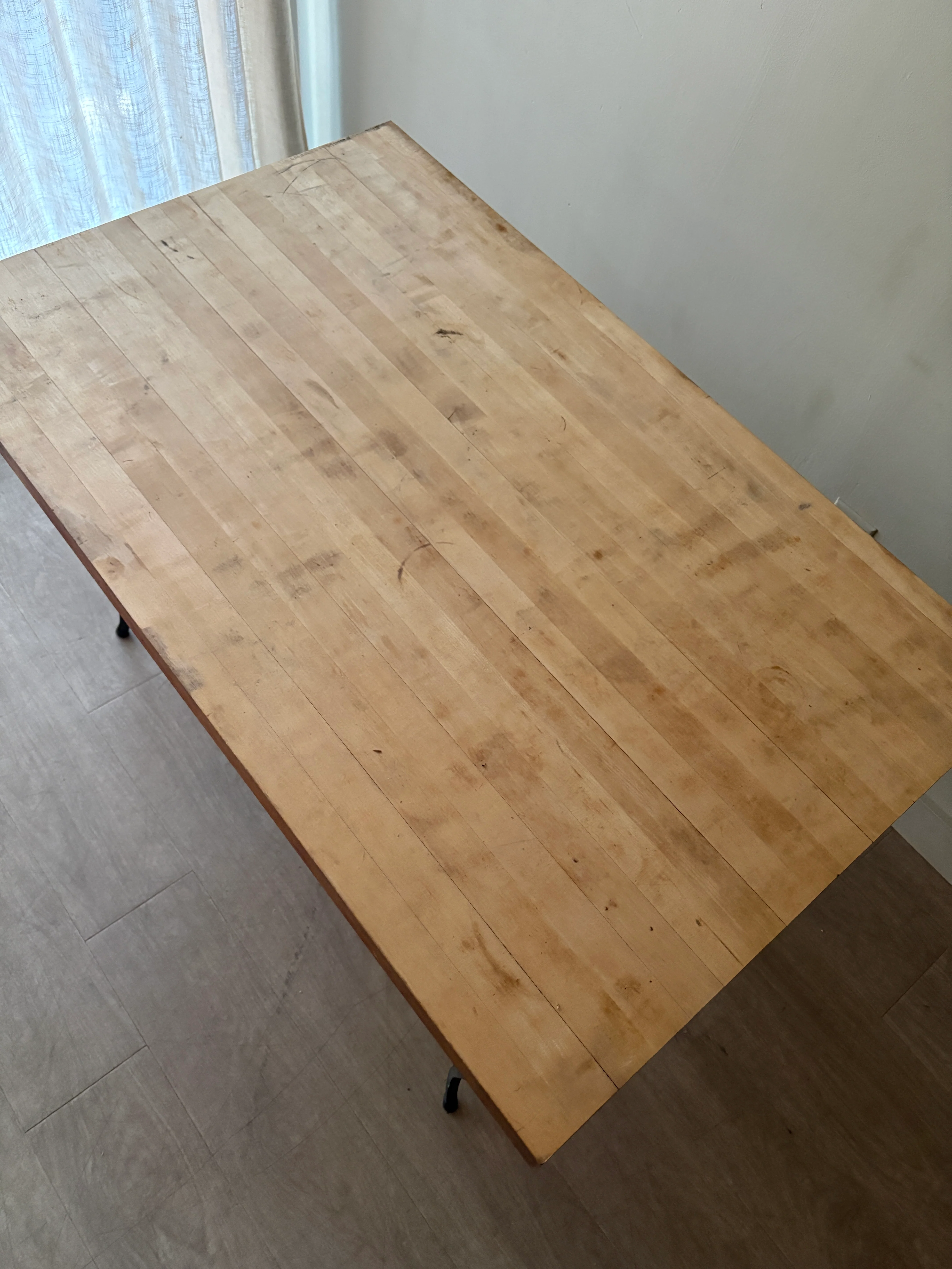 Butcher block & wrought iron table - Image 5