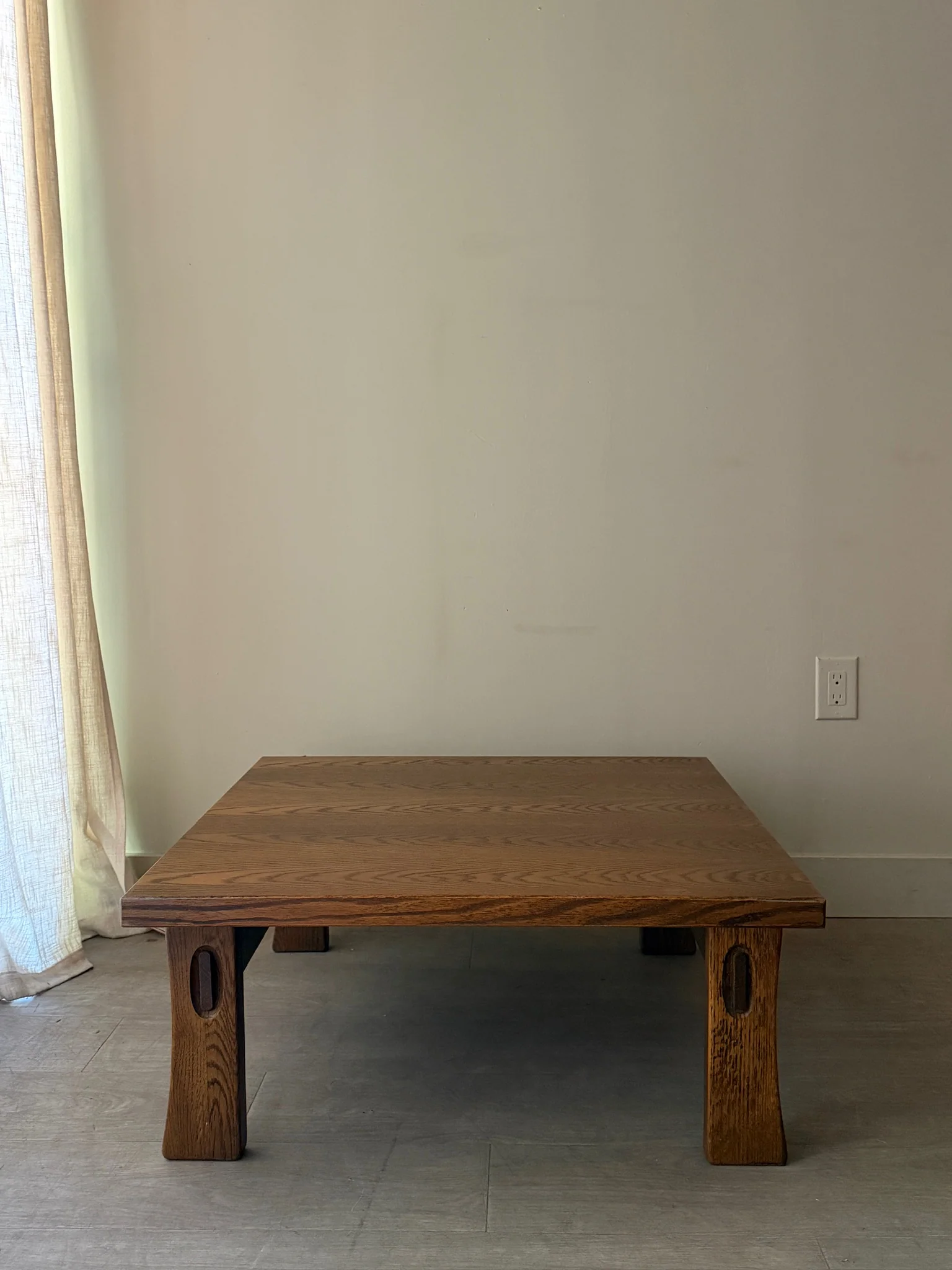 Carl Straub brutalist oak coffee table