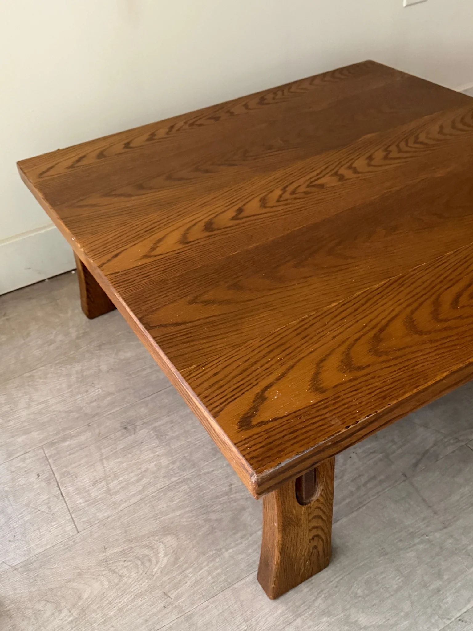 Carl Straub brutalist oak coffee table - Image 4