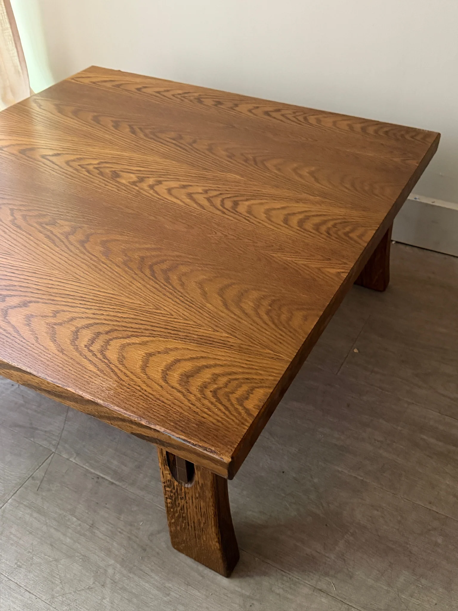 Carl Straub brutalist oak coffee table - Image 5