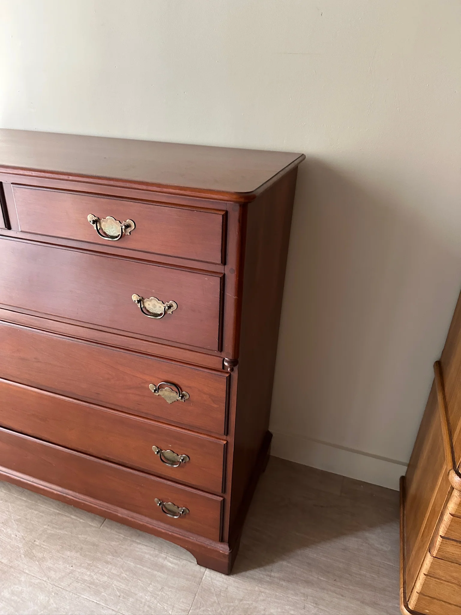 Cherry 6 drawer tallboy dresser - Image 4