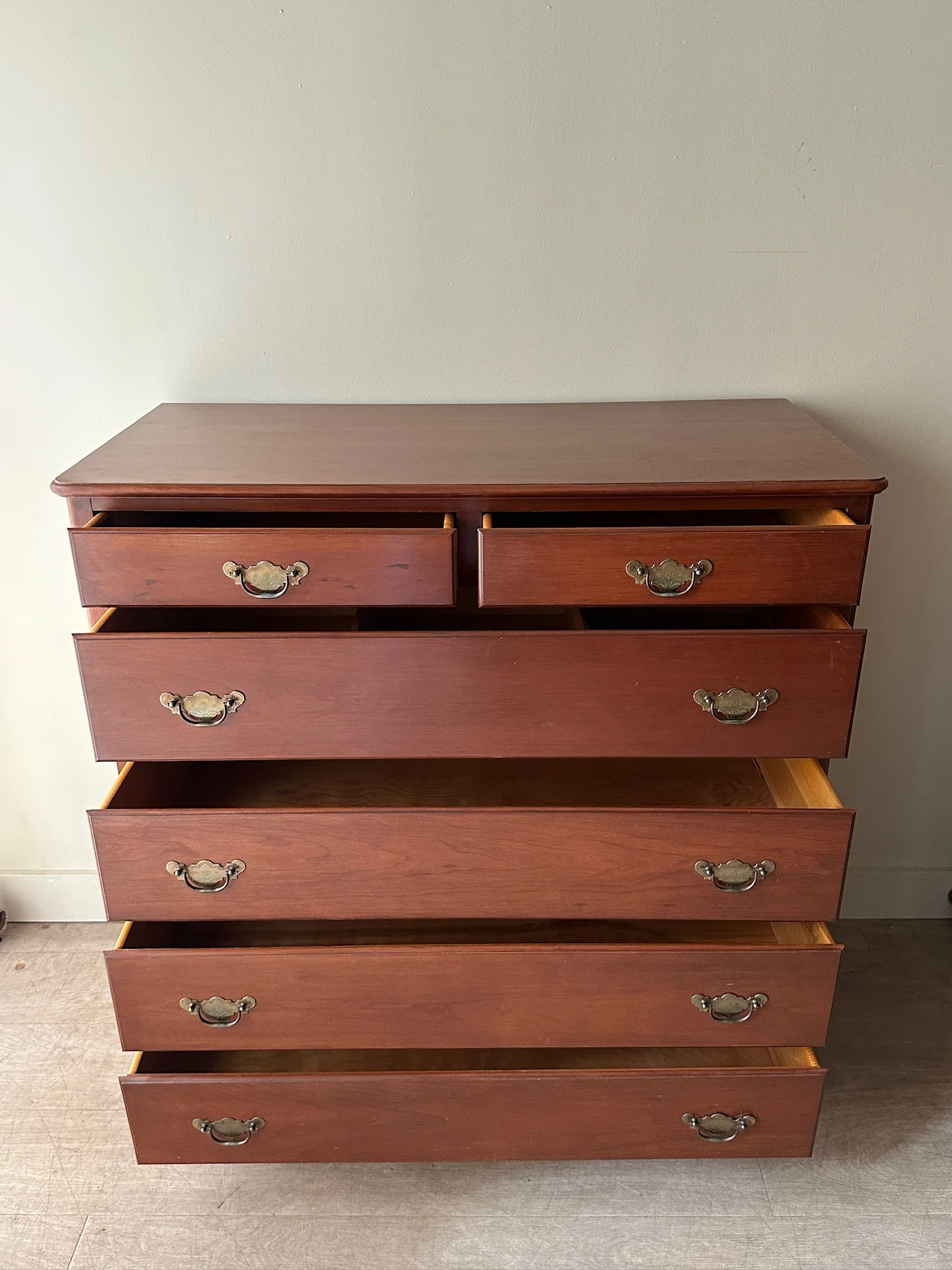 Cherry 6 drawer tallboy dresser - Image 5
