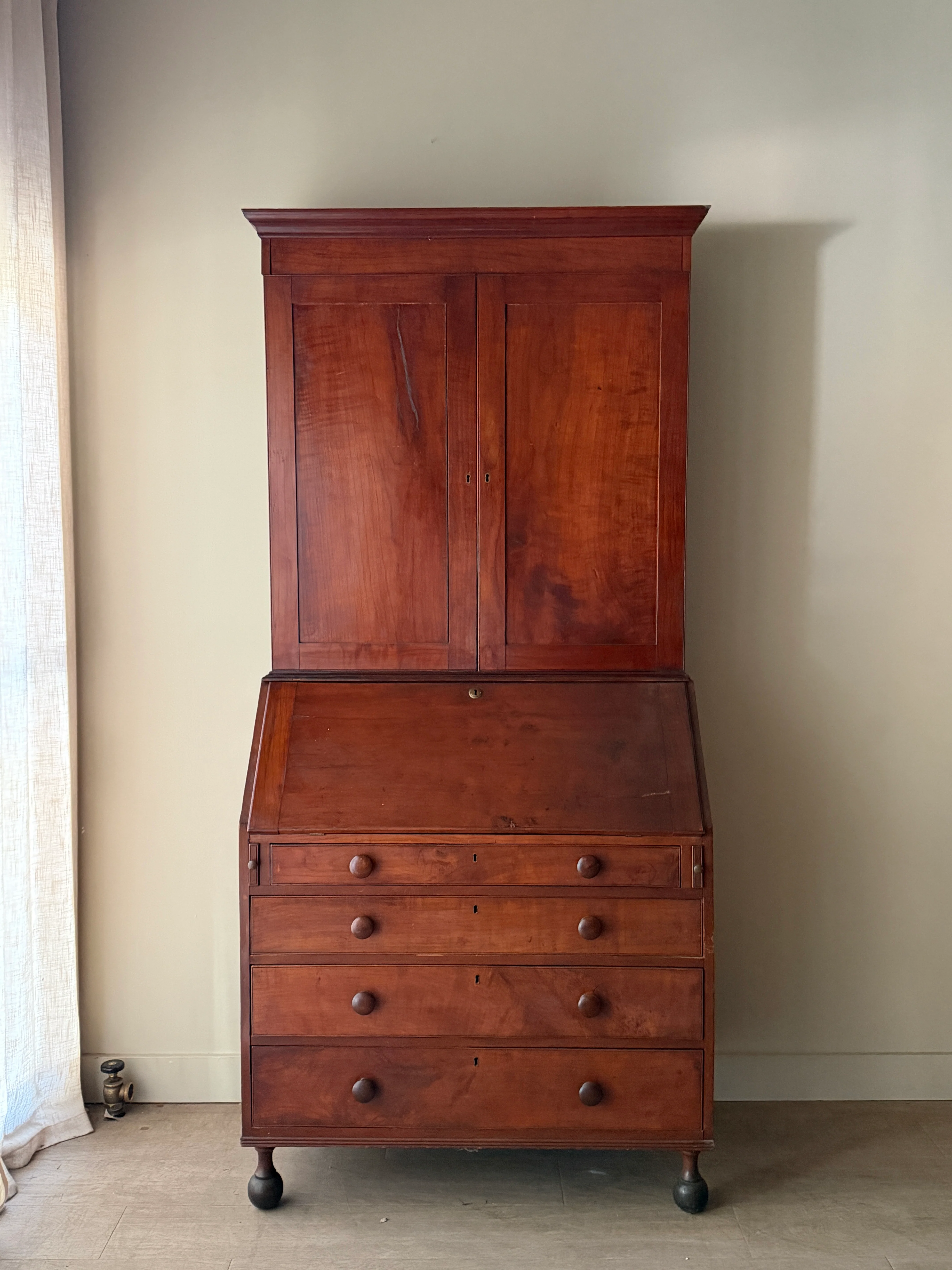 Cherry secretary hutch