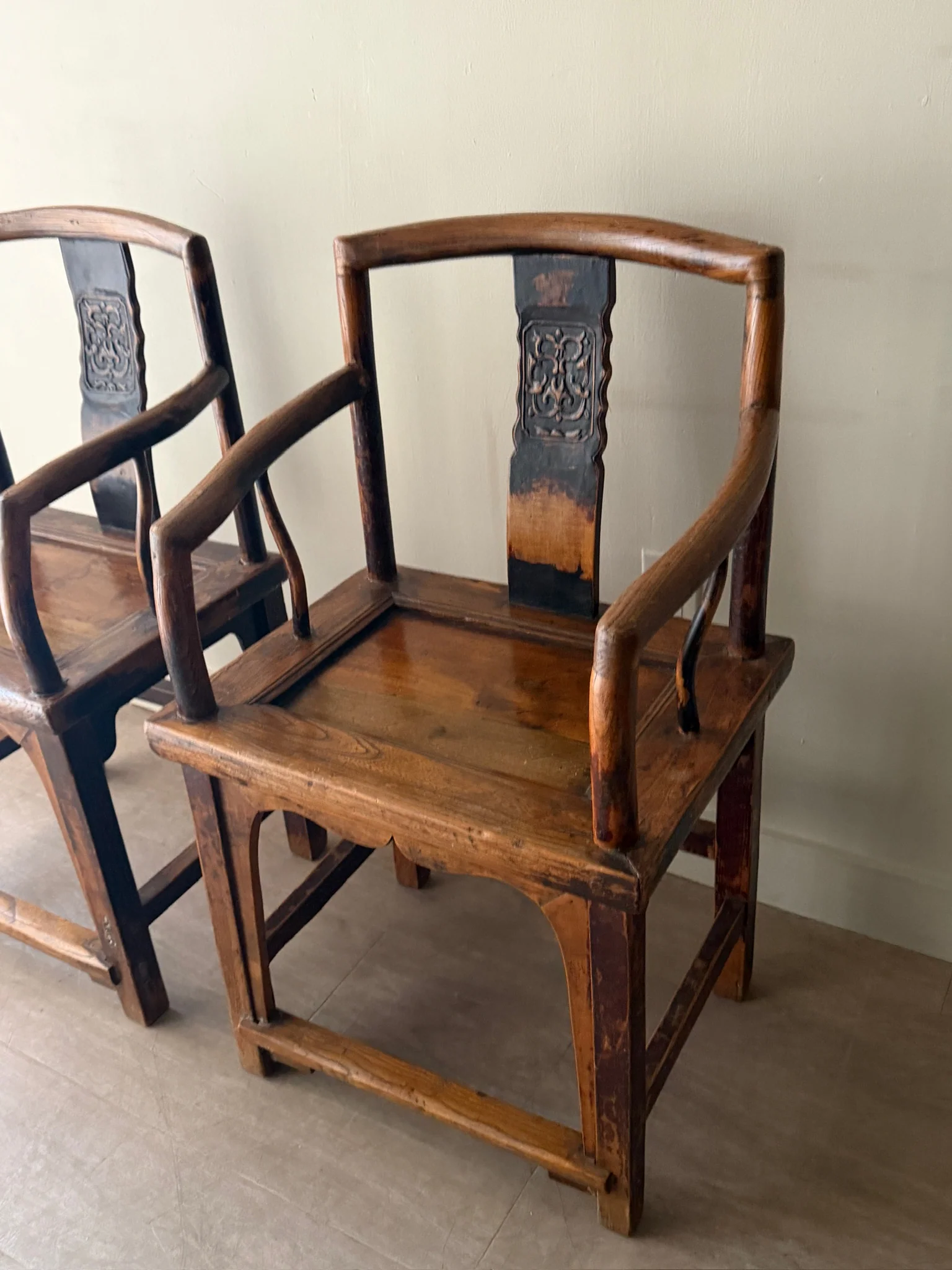 Chinese elmwood chairs. Sold individually. - Image 3