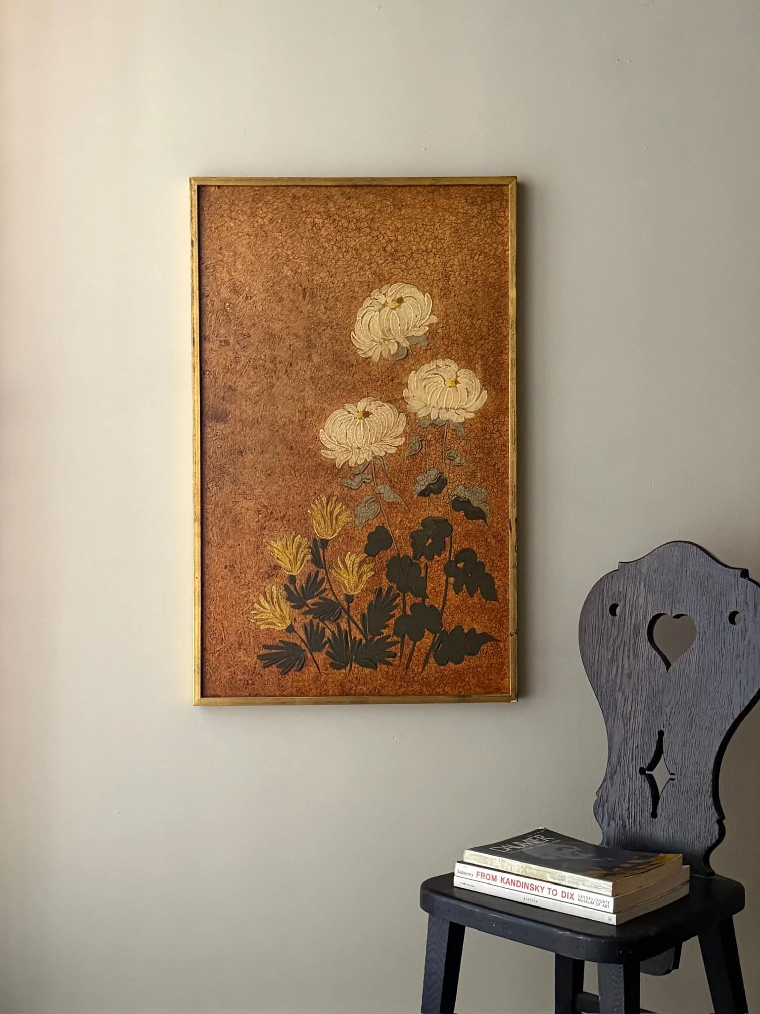 Chrysanthemum painting on corkboard - Image 3
