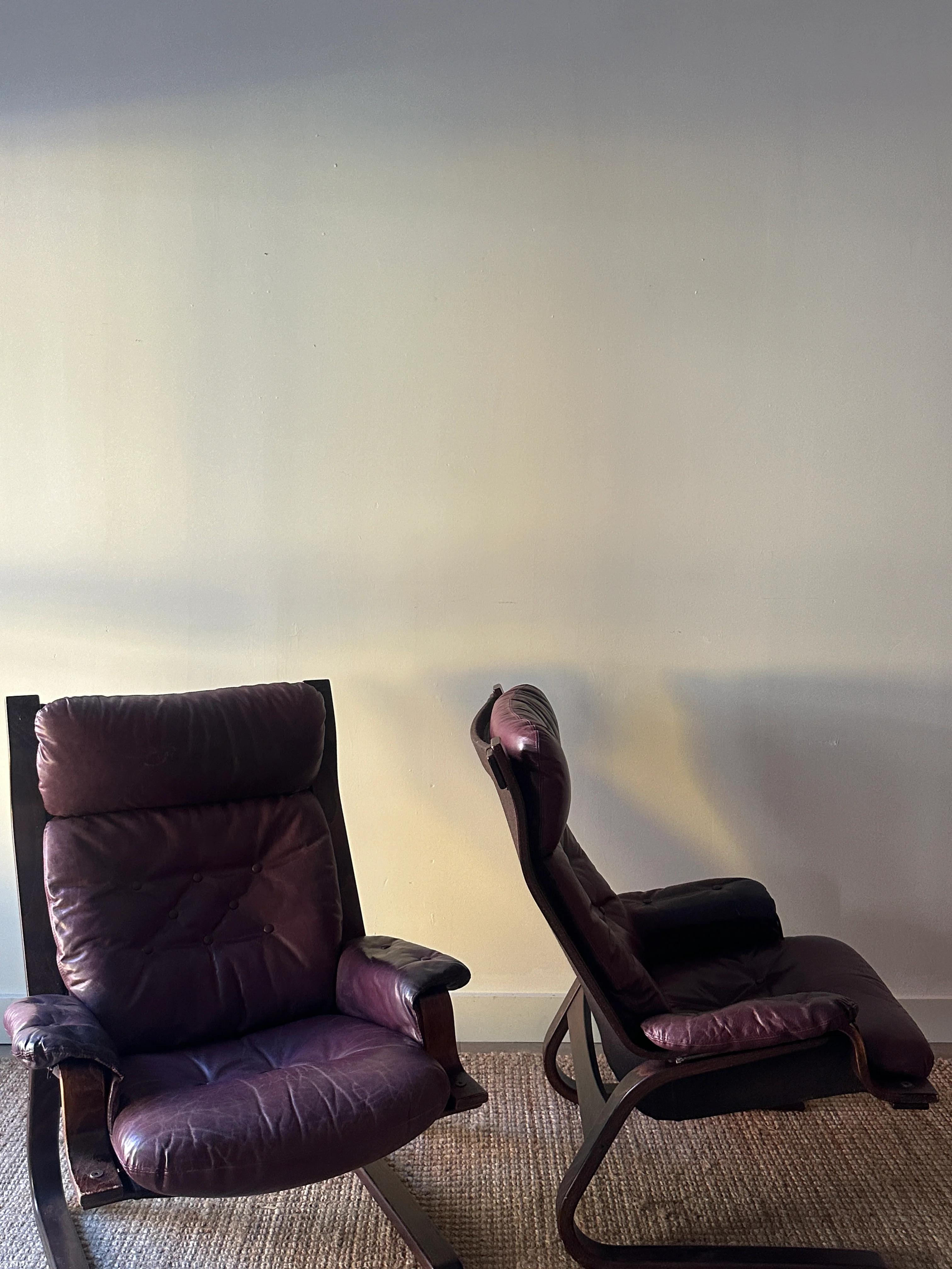 Danish bentwood leather lounge chairs. Sold individually. - Image 5