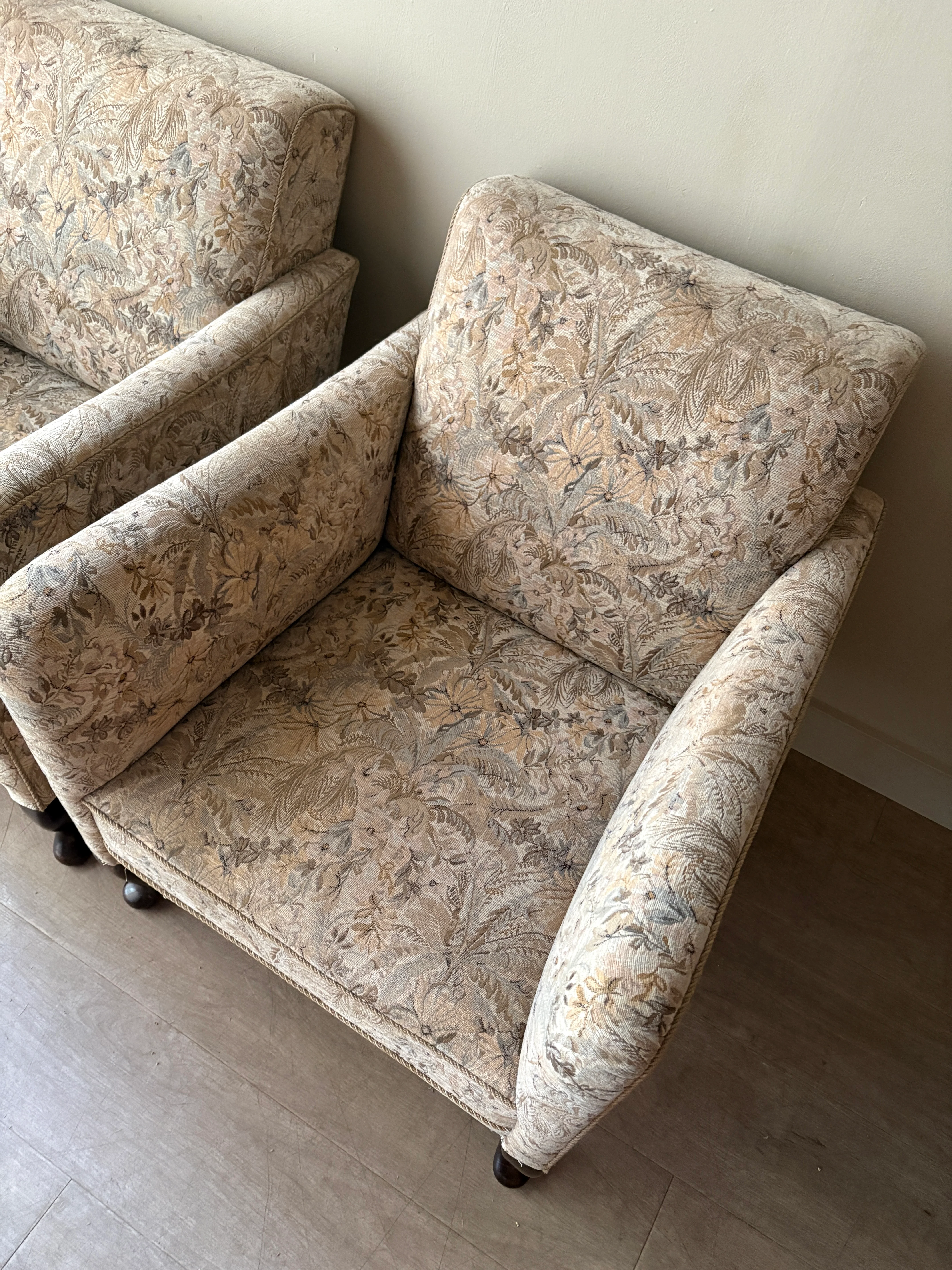 Danish floral upholstered lounge chairs. Sold individually. - Image 4