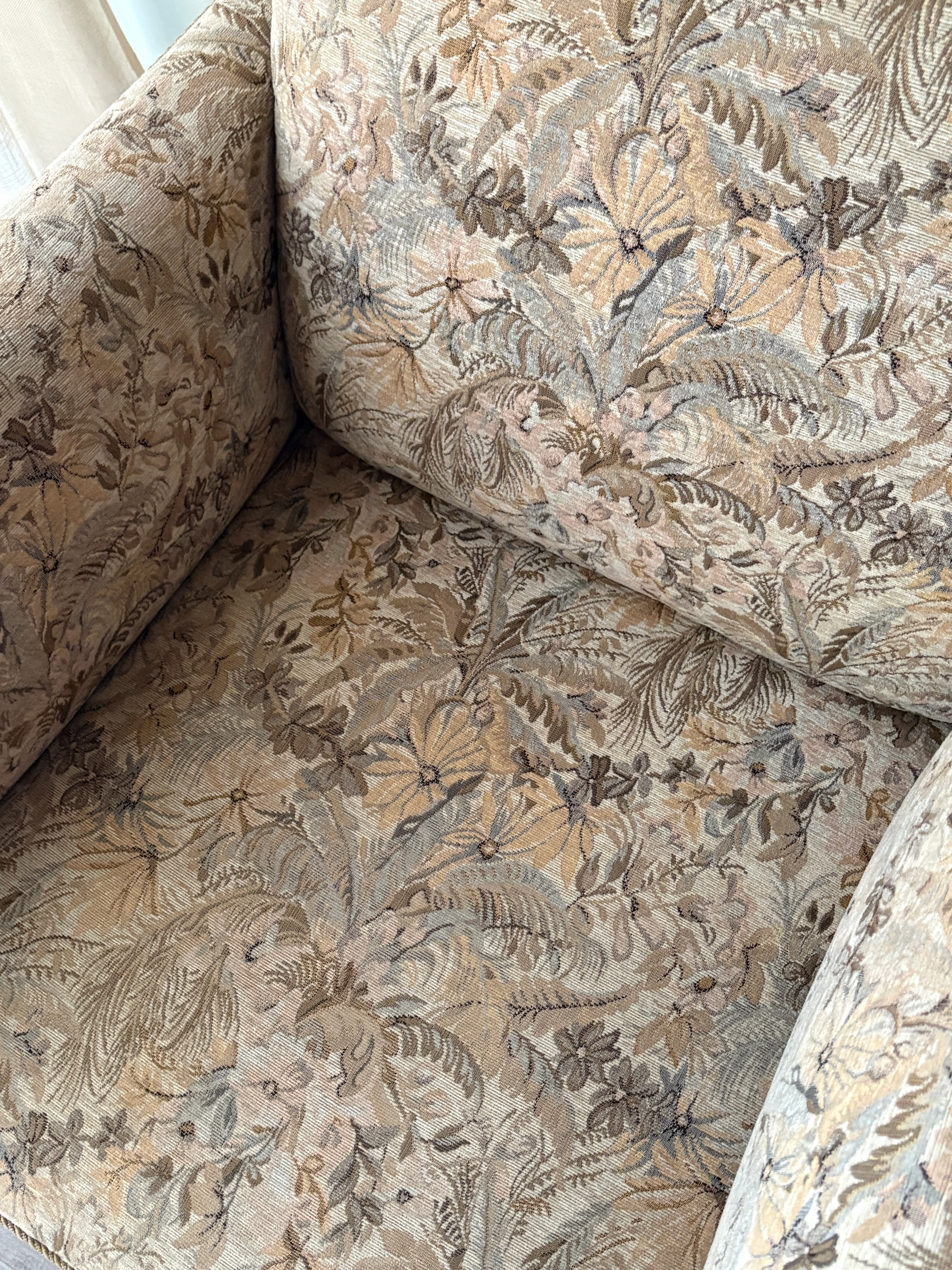 Danish floral upholstered lounge chairs. Sold individually. - Image 5