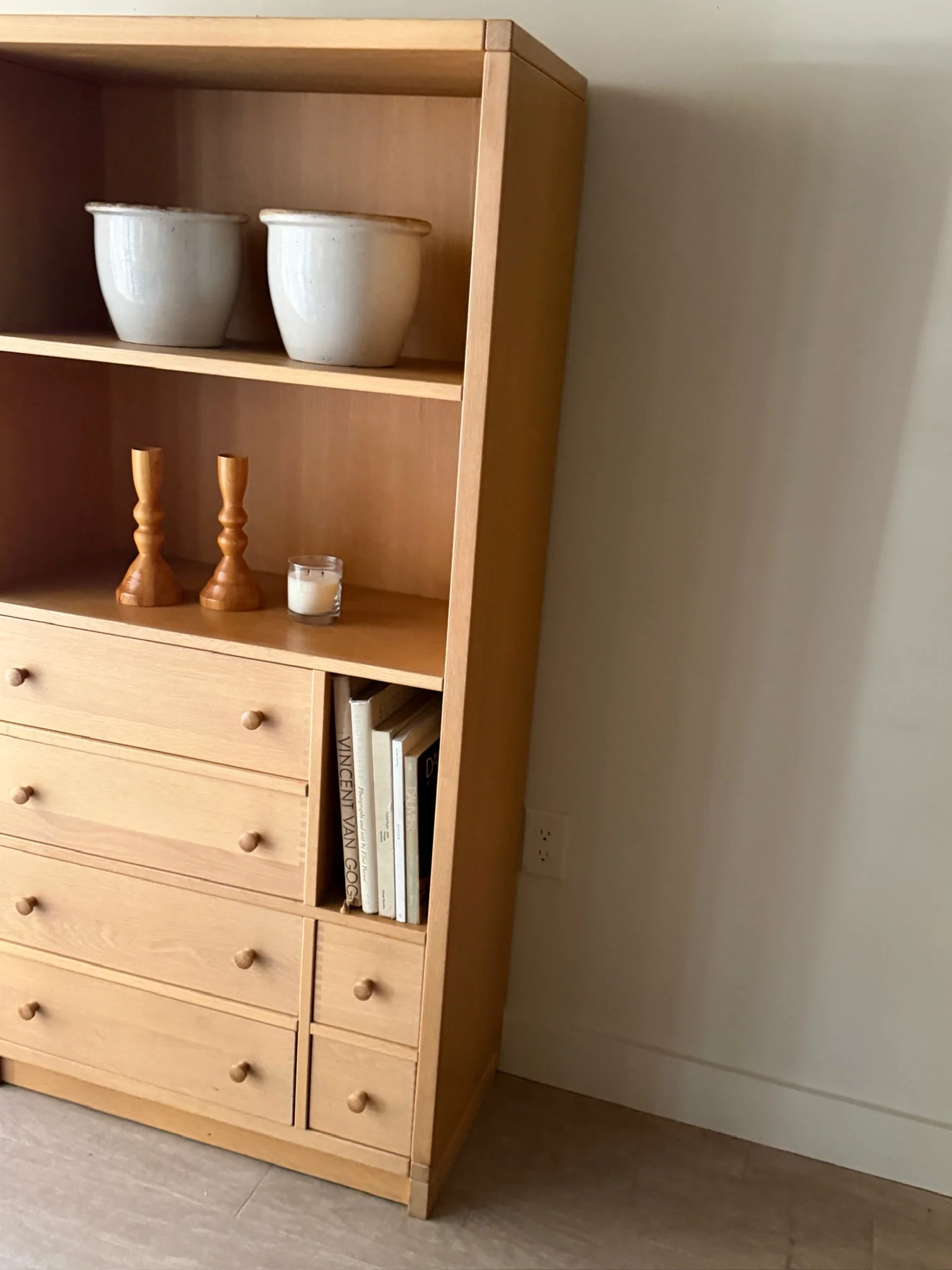 Danish oak bookcase with drawers - Image 4