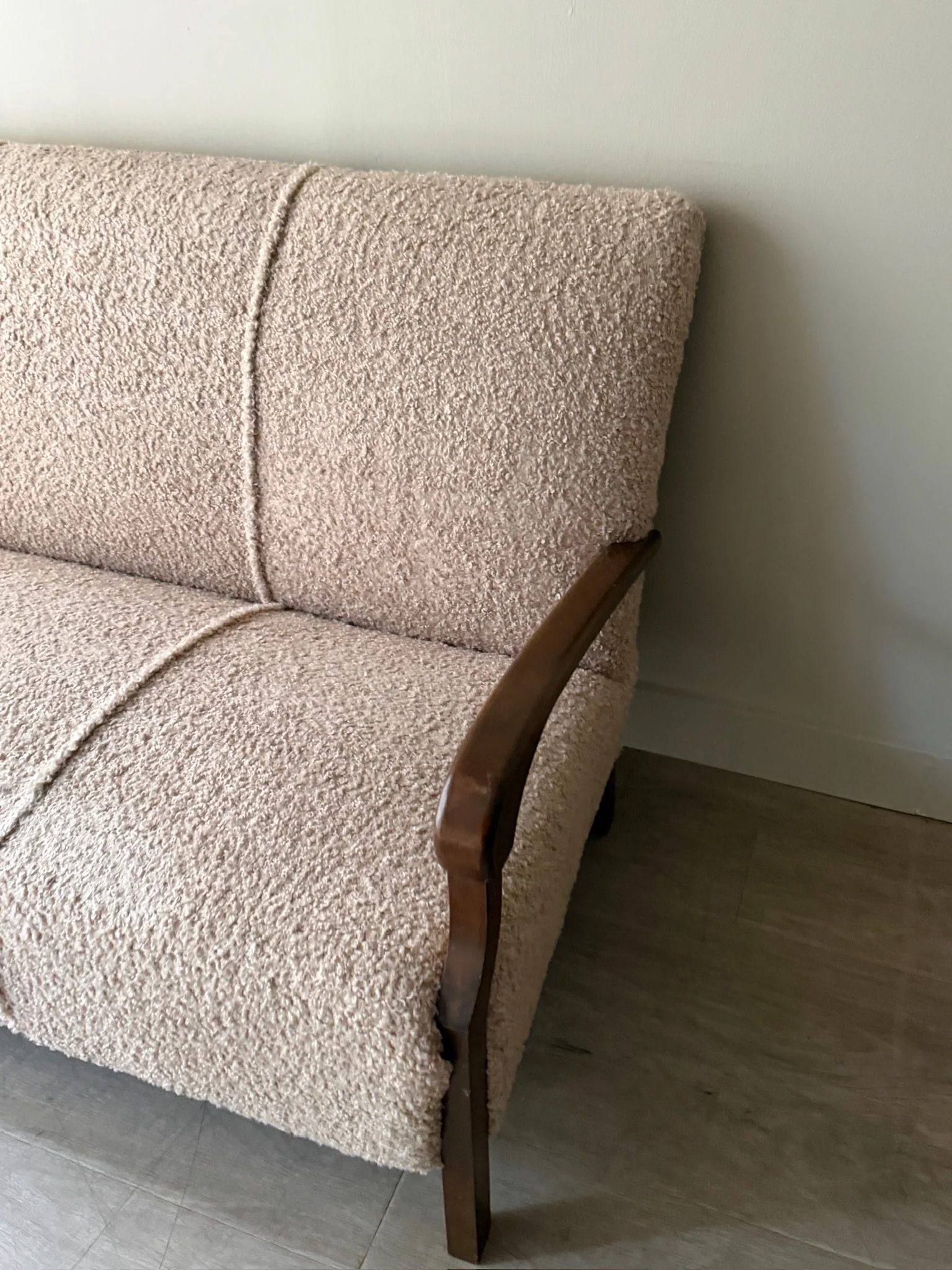 Danish oak & boucle sofa - Image 3