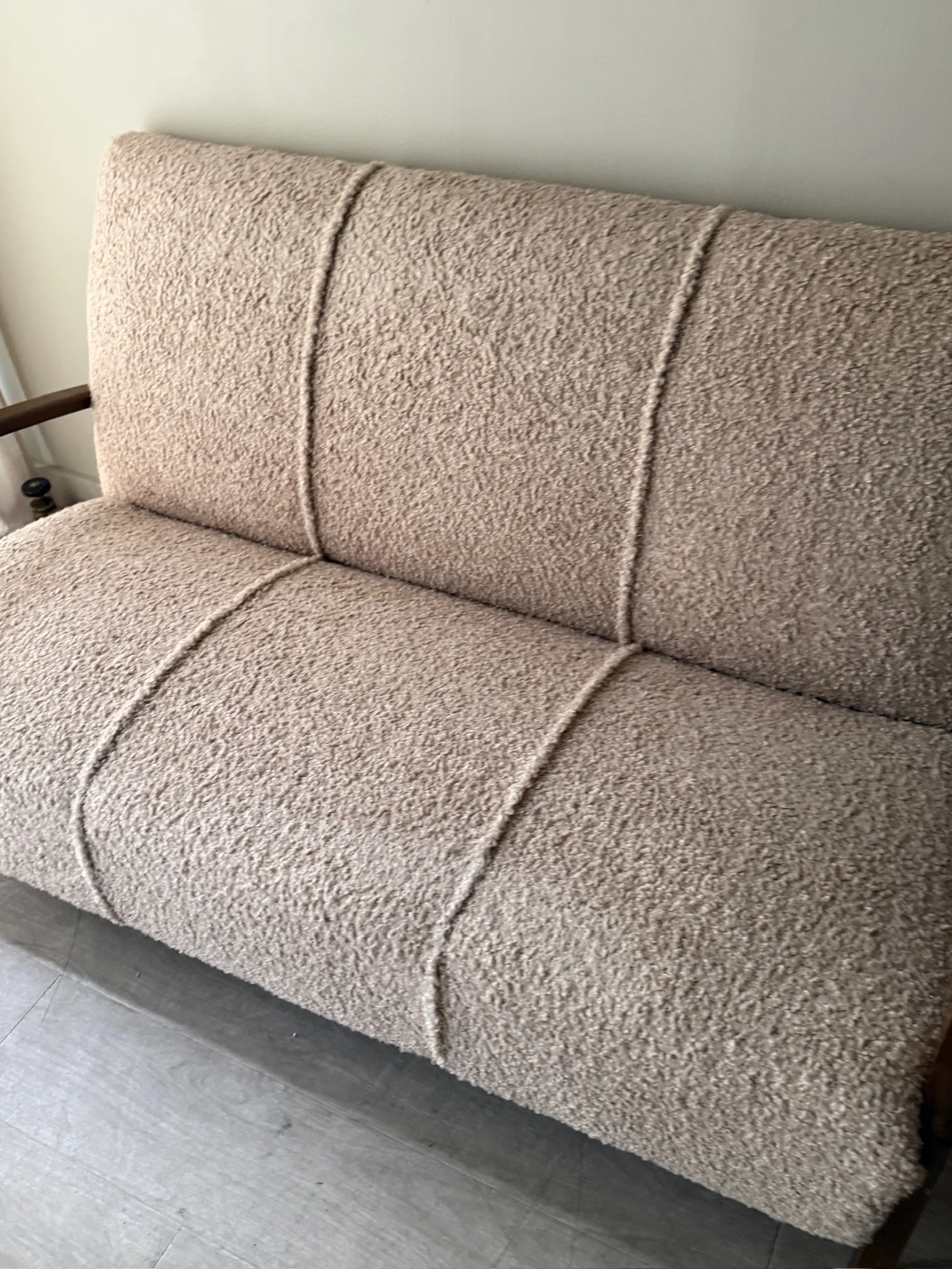 Danish oak & boucle sofa - Image 4