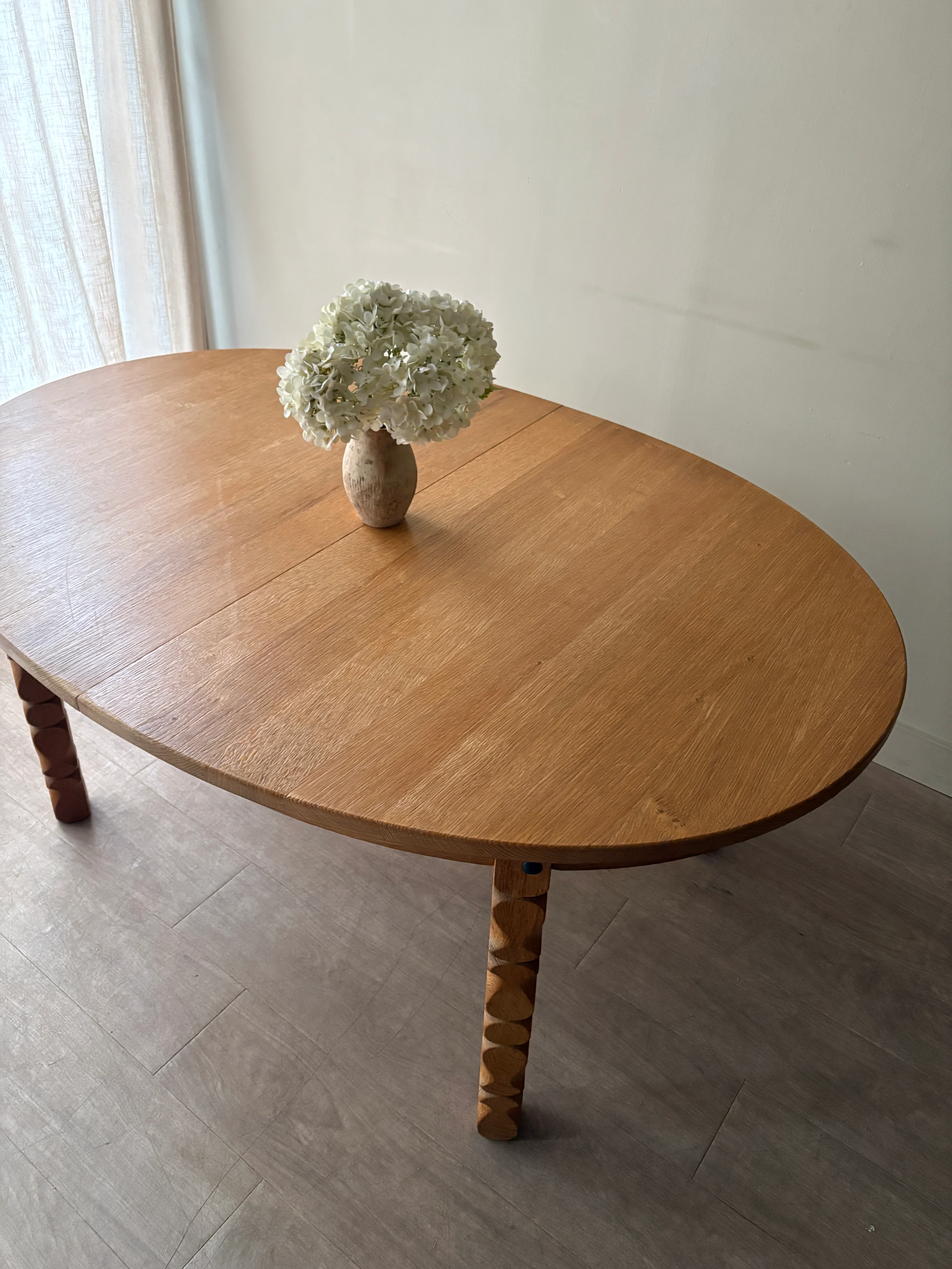Danish oak dining table with extension - Image 4