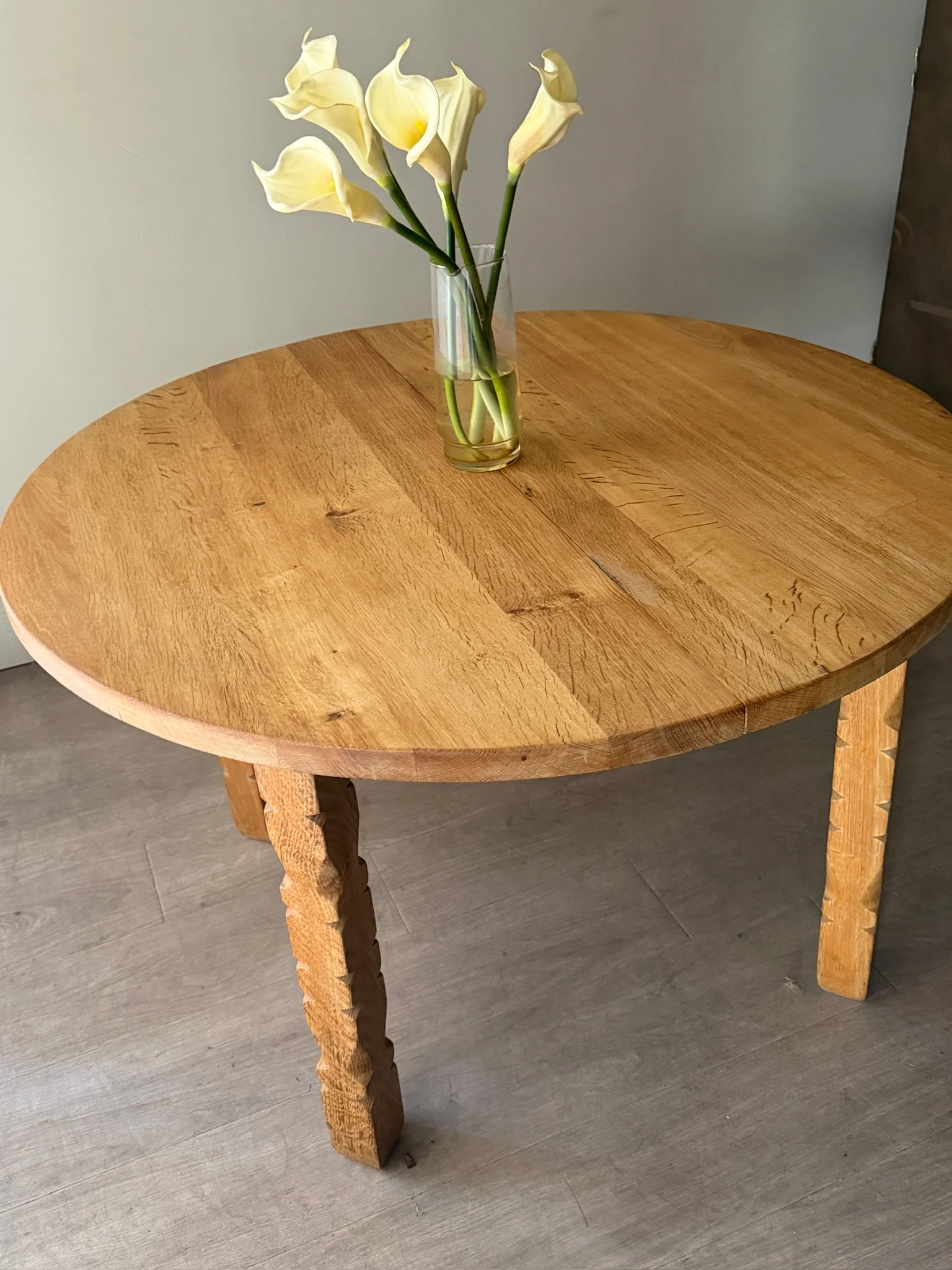 Danish oak dining table with extension - Image 3