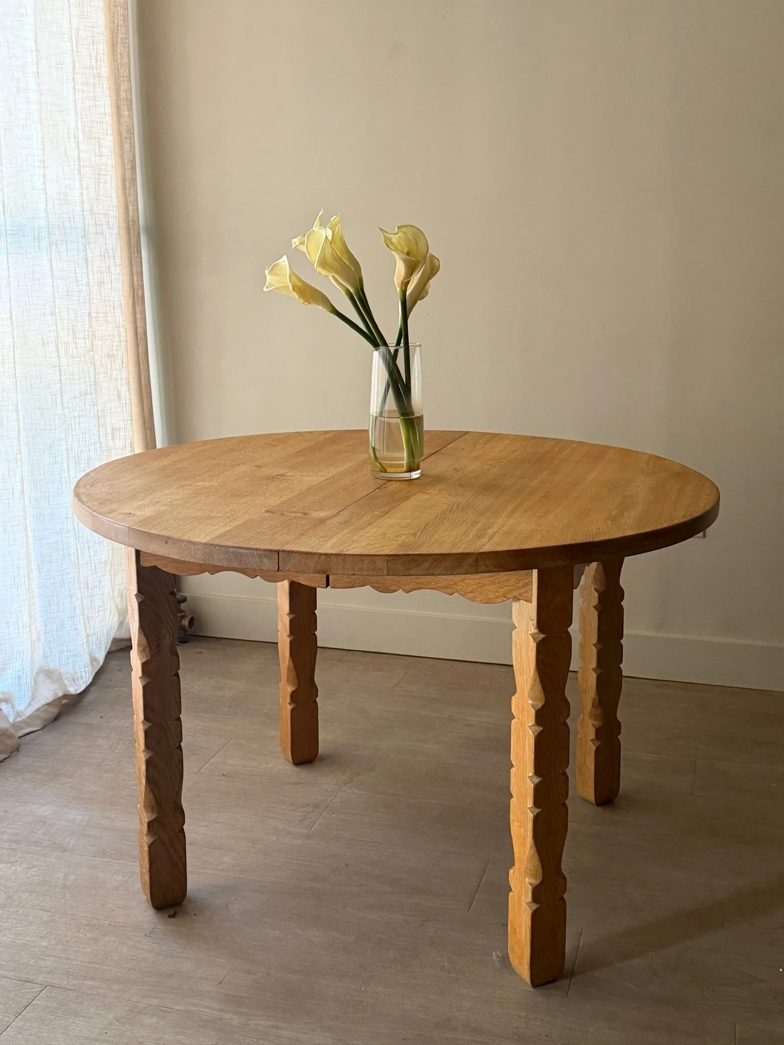 Danish oak dining table with extension - Image 4