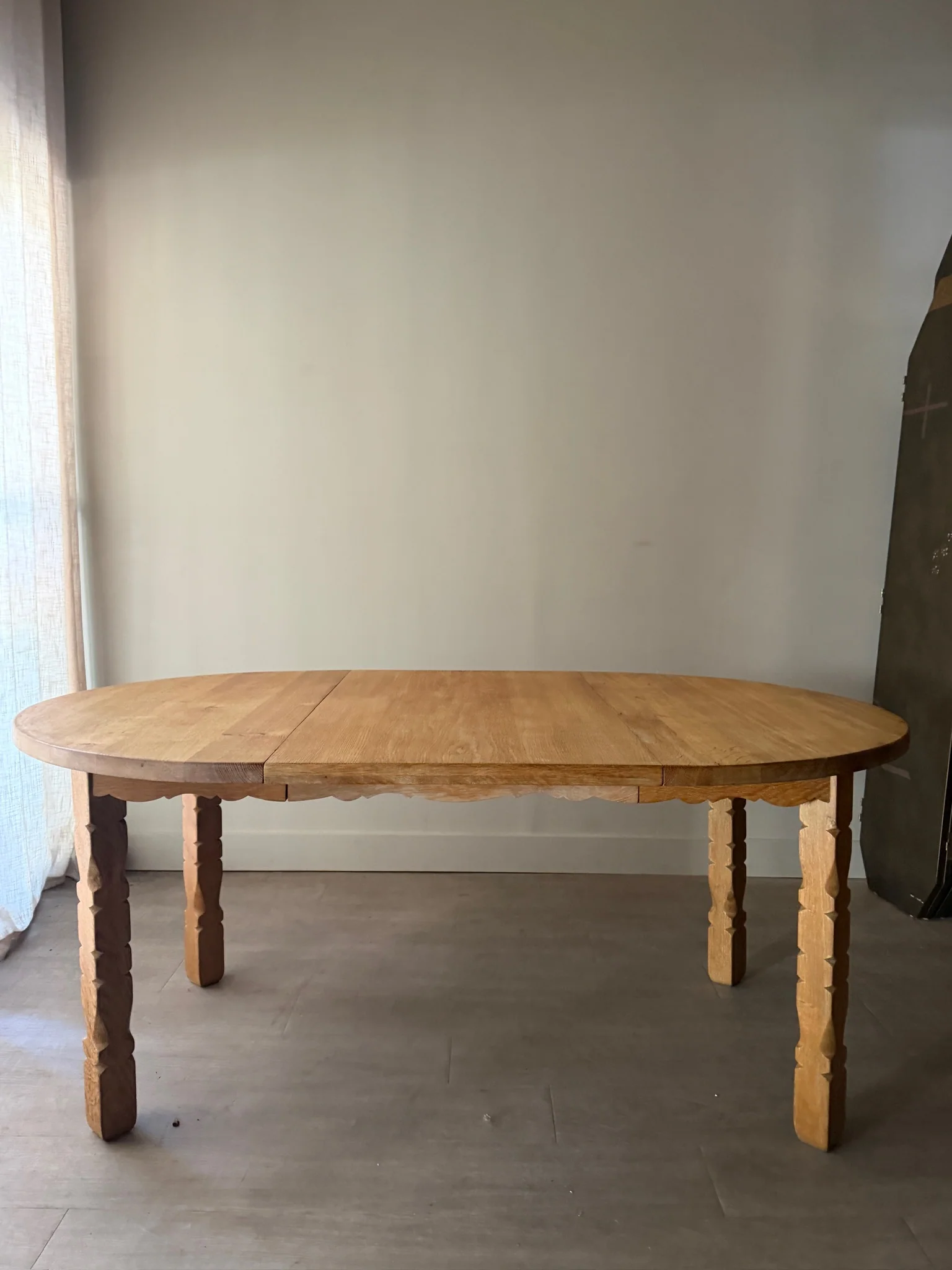 Danish oak dining table with extension - Image 5