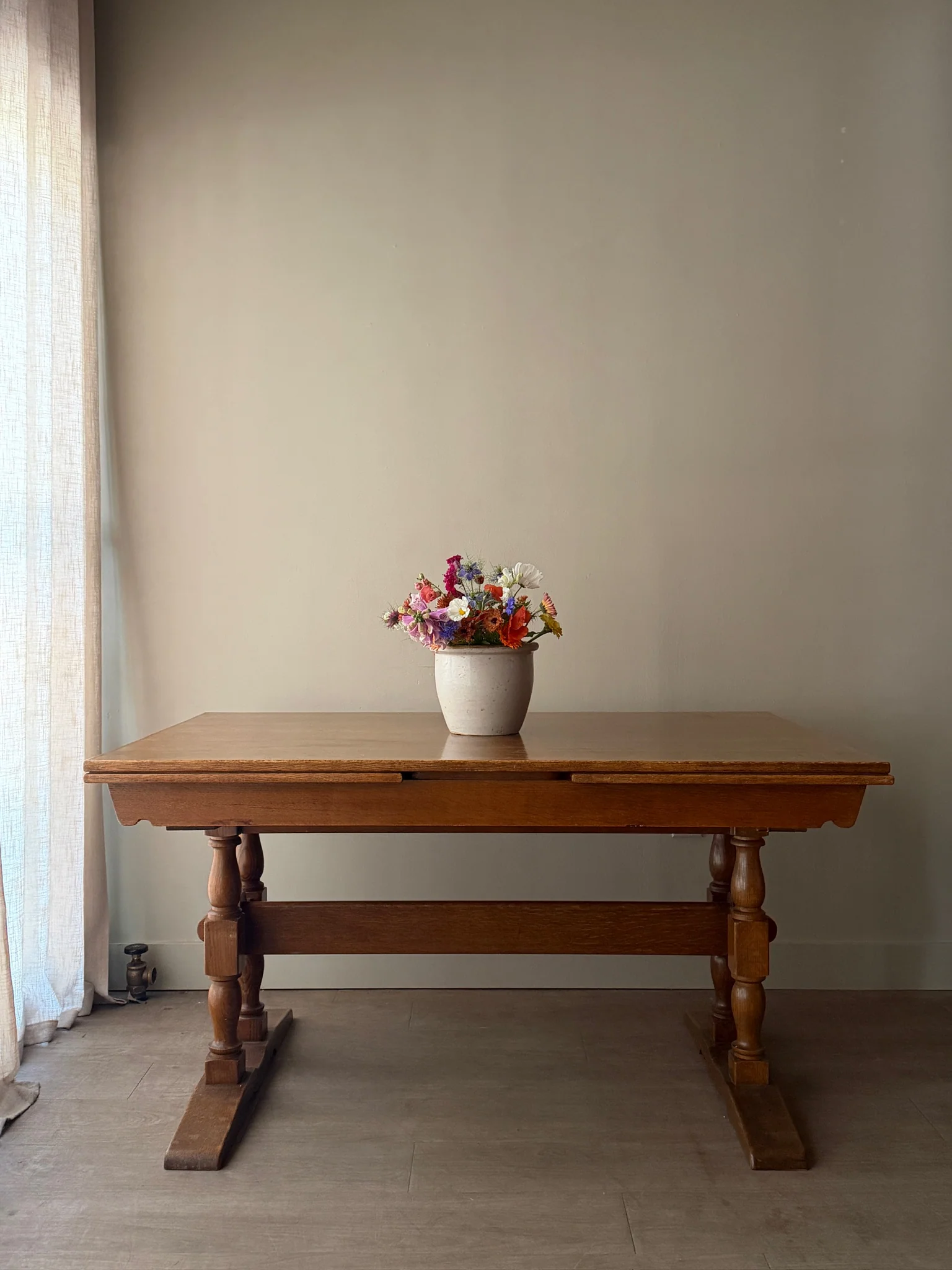 Danish oak extending dining table