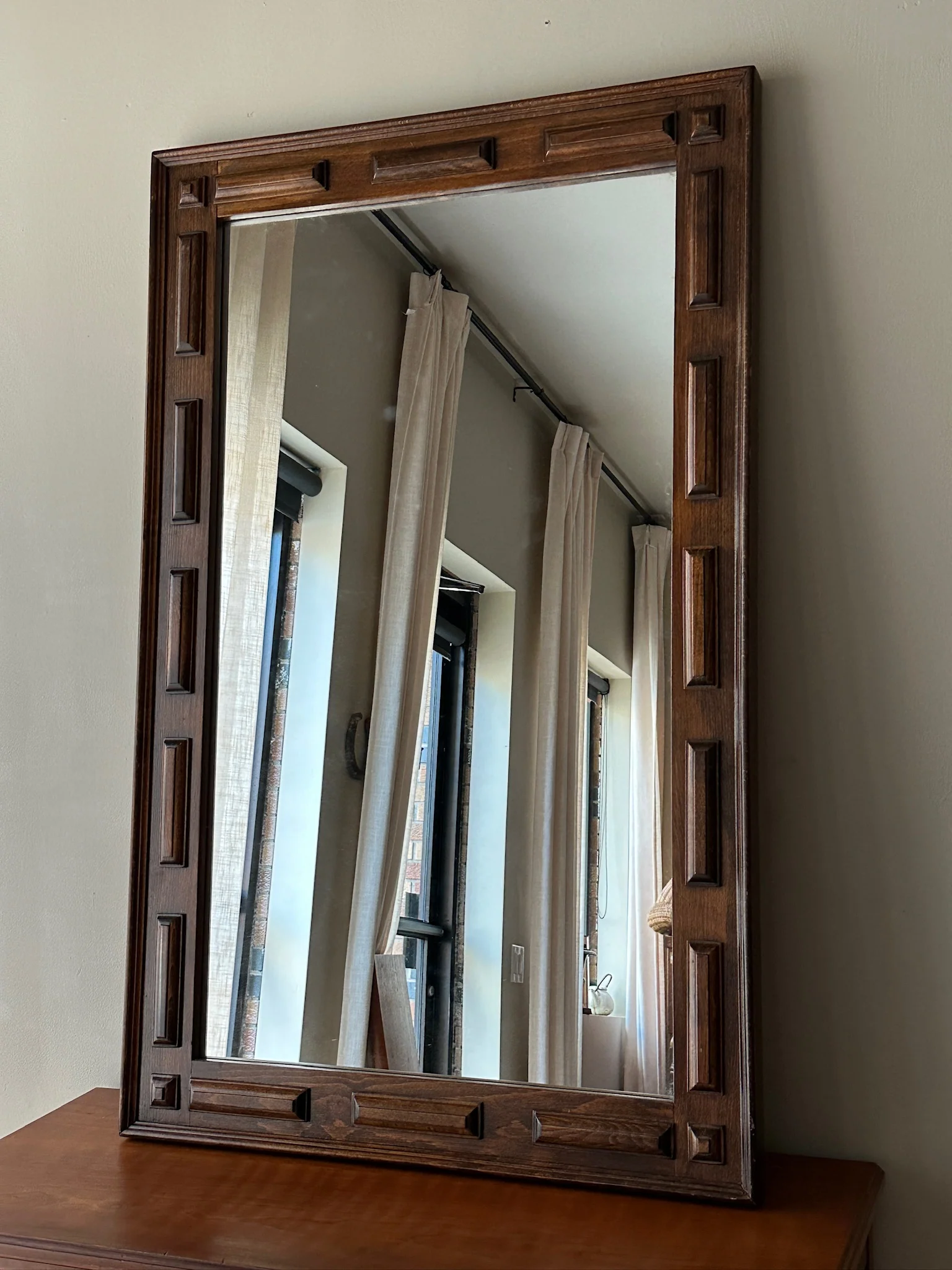 Danish carved oak mirror - Image 2