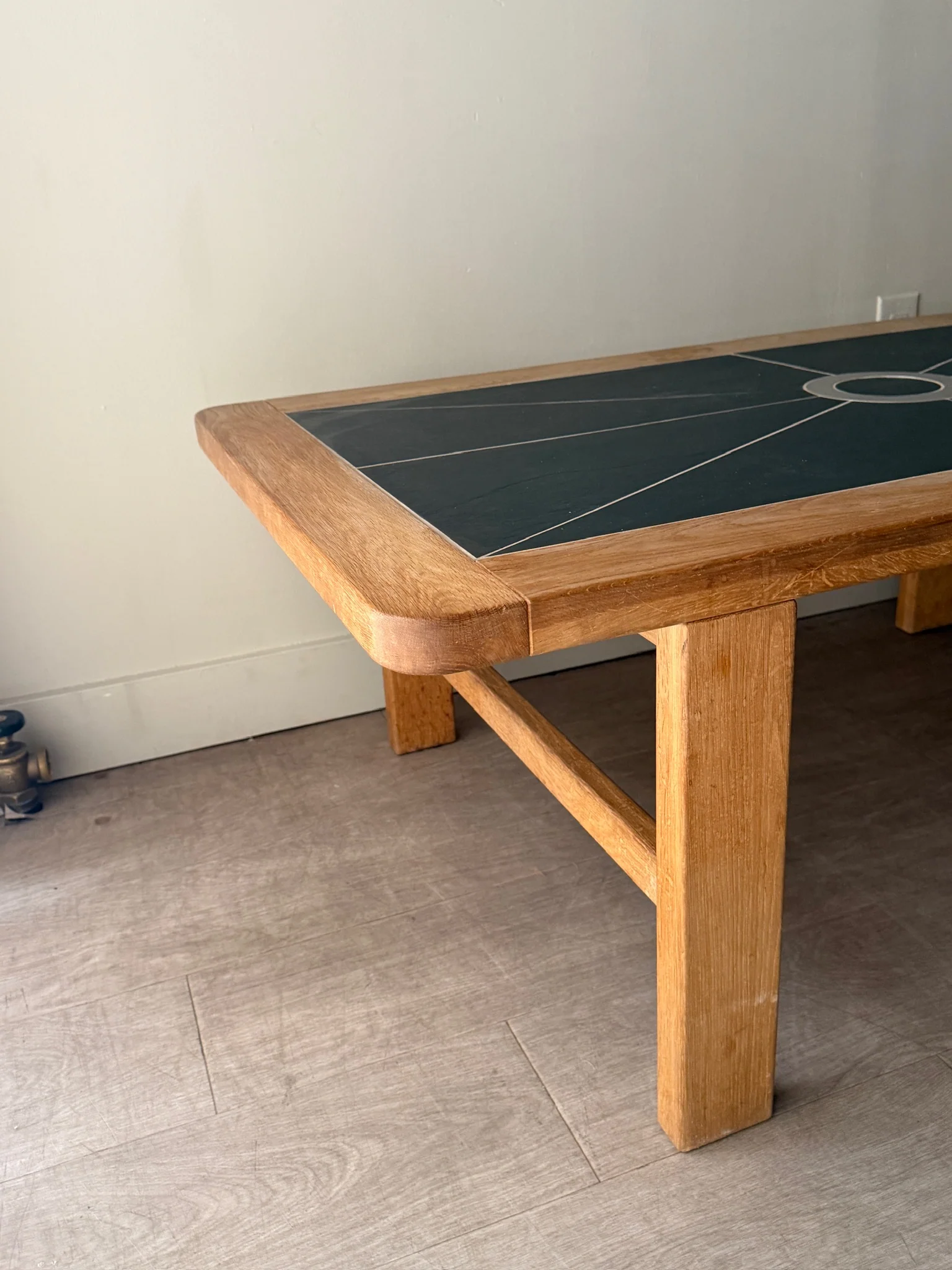 Danish oak & stone coffee table - Image 3