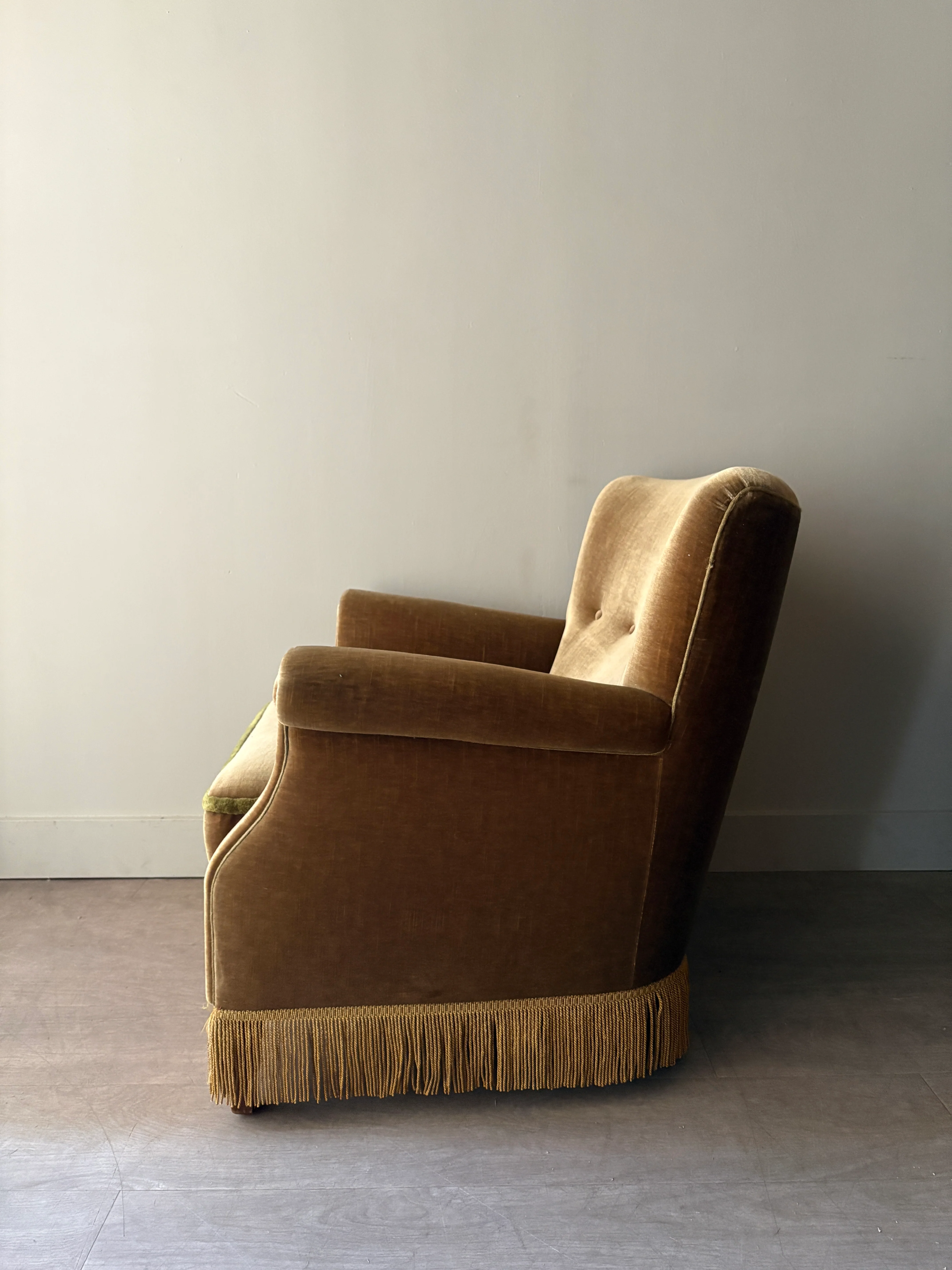 Danish olive mohair lounge chair - Image 5