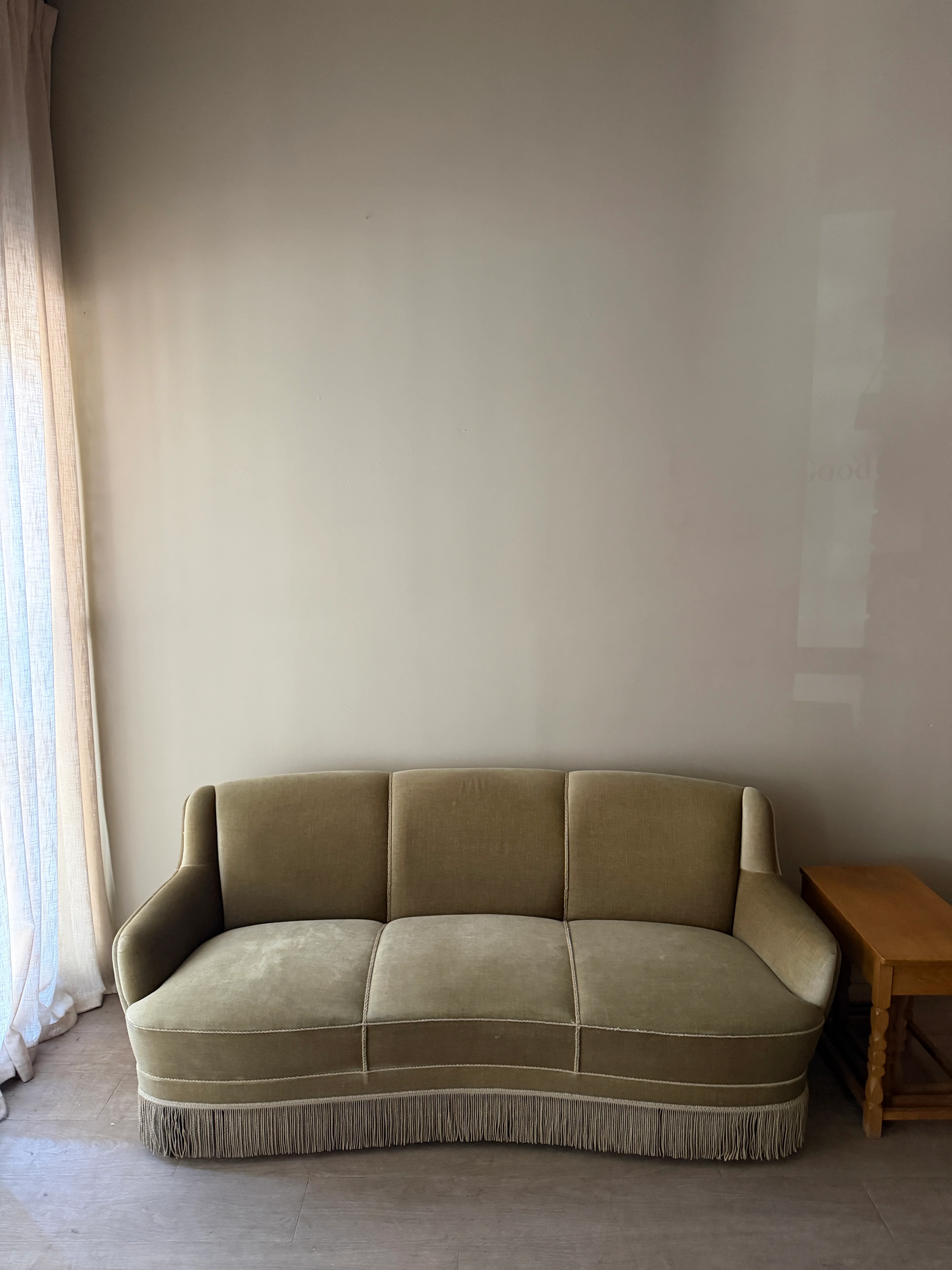 Danish sage velvet sofa - Image 2