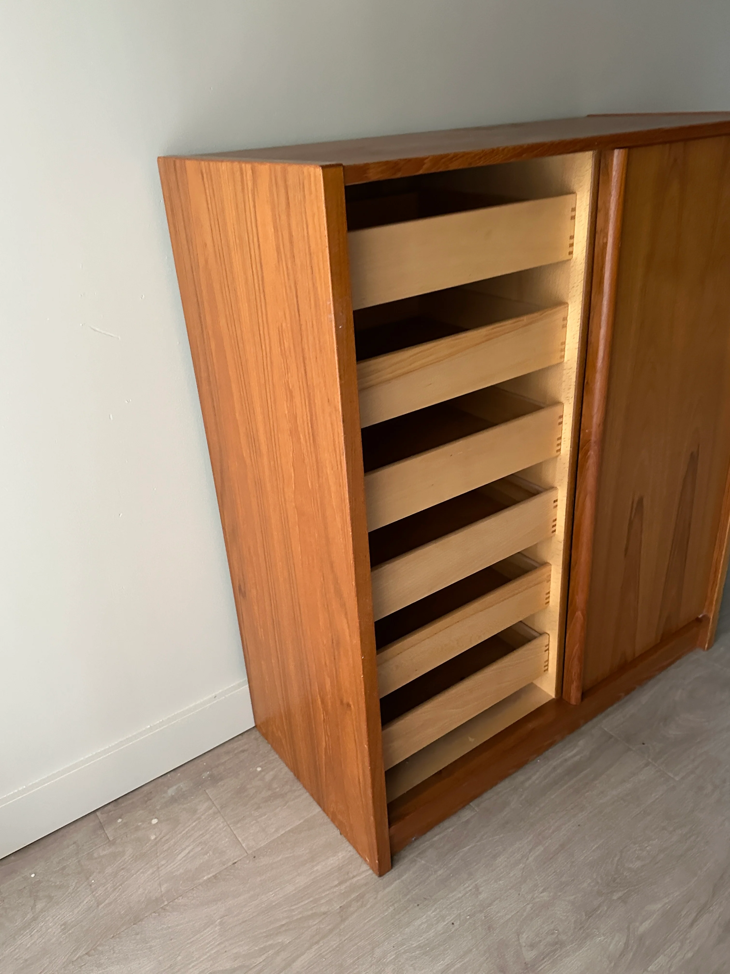 Danish teak one door cabinet. As is. - Image 2