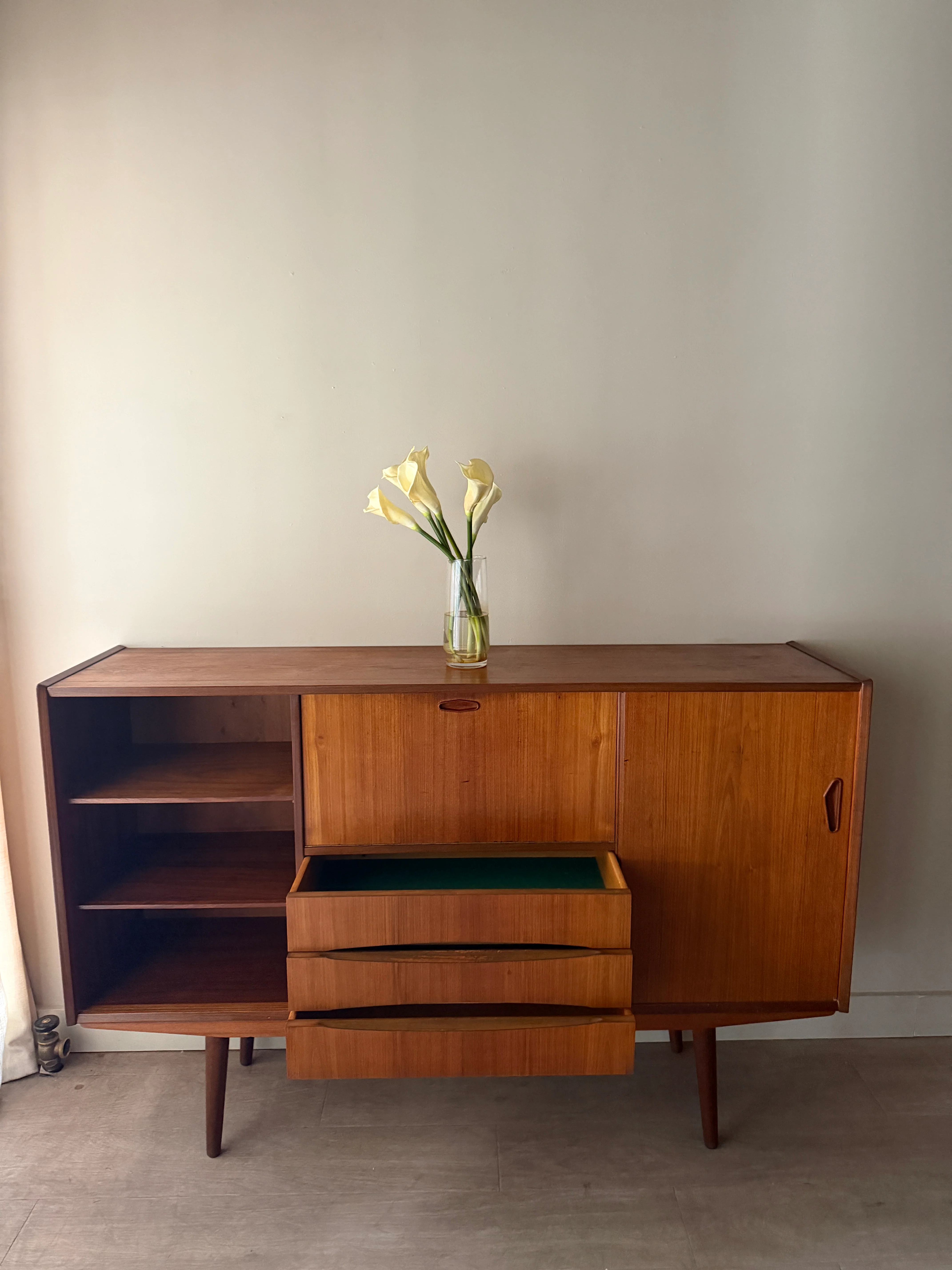 Danish teak sideboard with drop down bar - Image 4