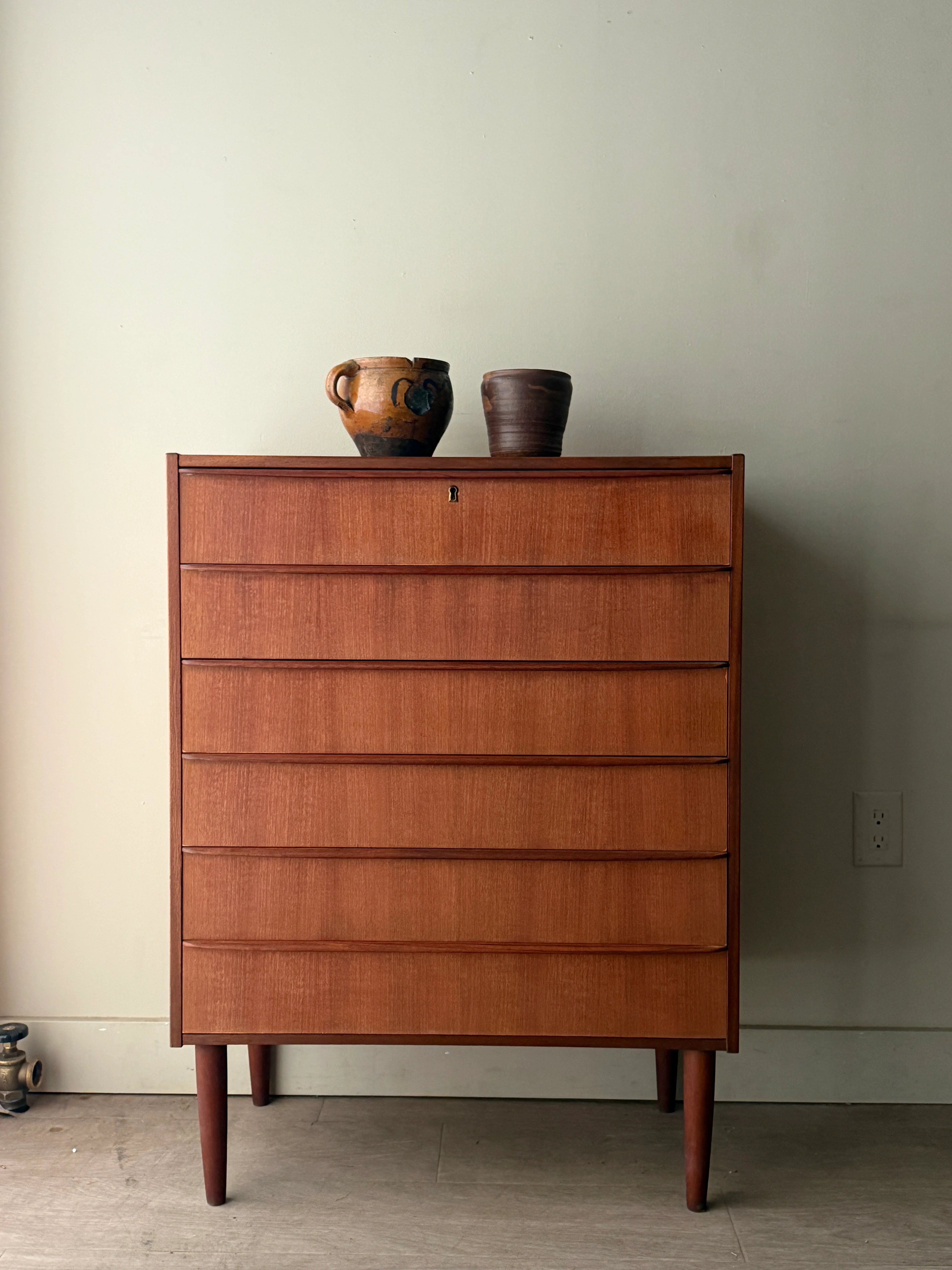 Danish teak tallboy dresser (left) - Image 2