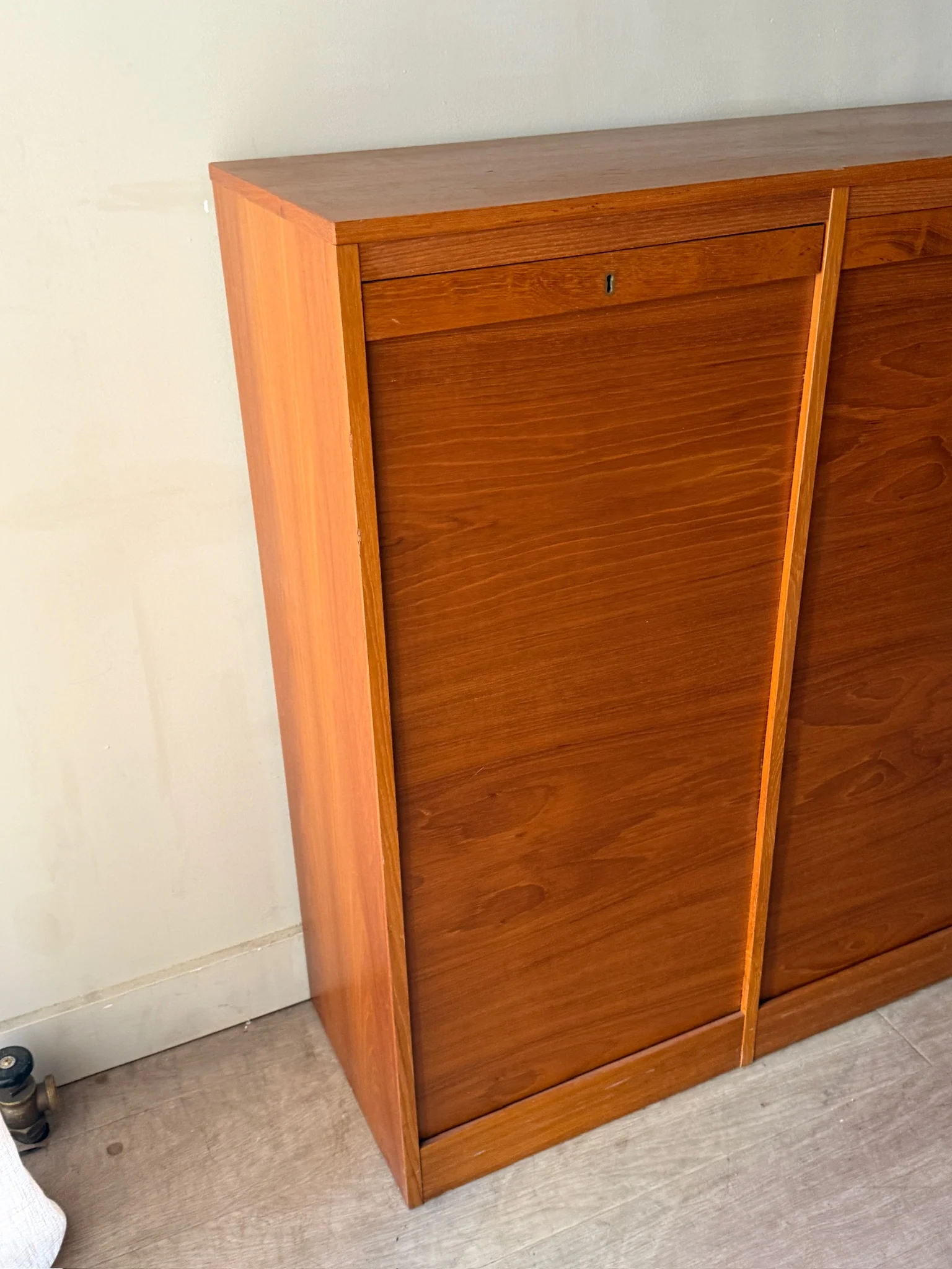 Danish teak tambour door filing cabinet - Image 2