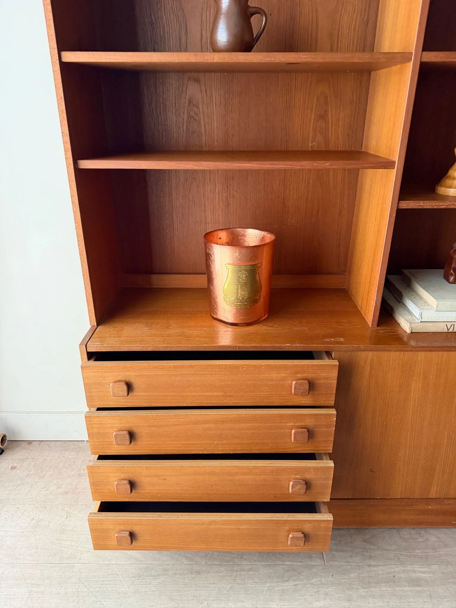 Danish teak two piece bookcase with drawers - Image 4