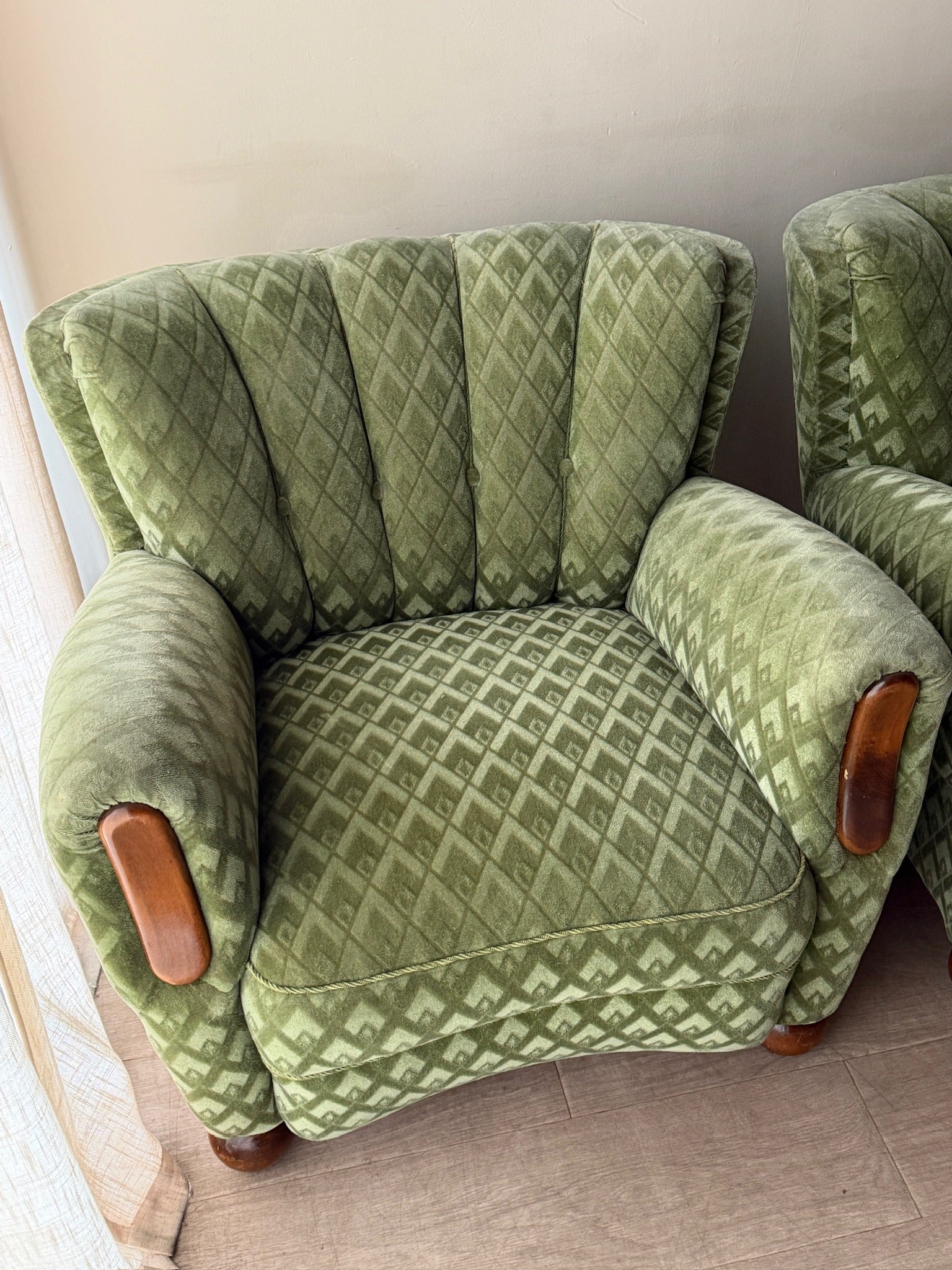 Danish velour club chairs. Sold individually. - Image 3