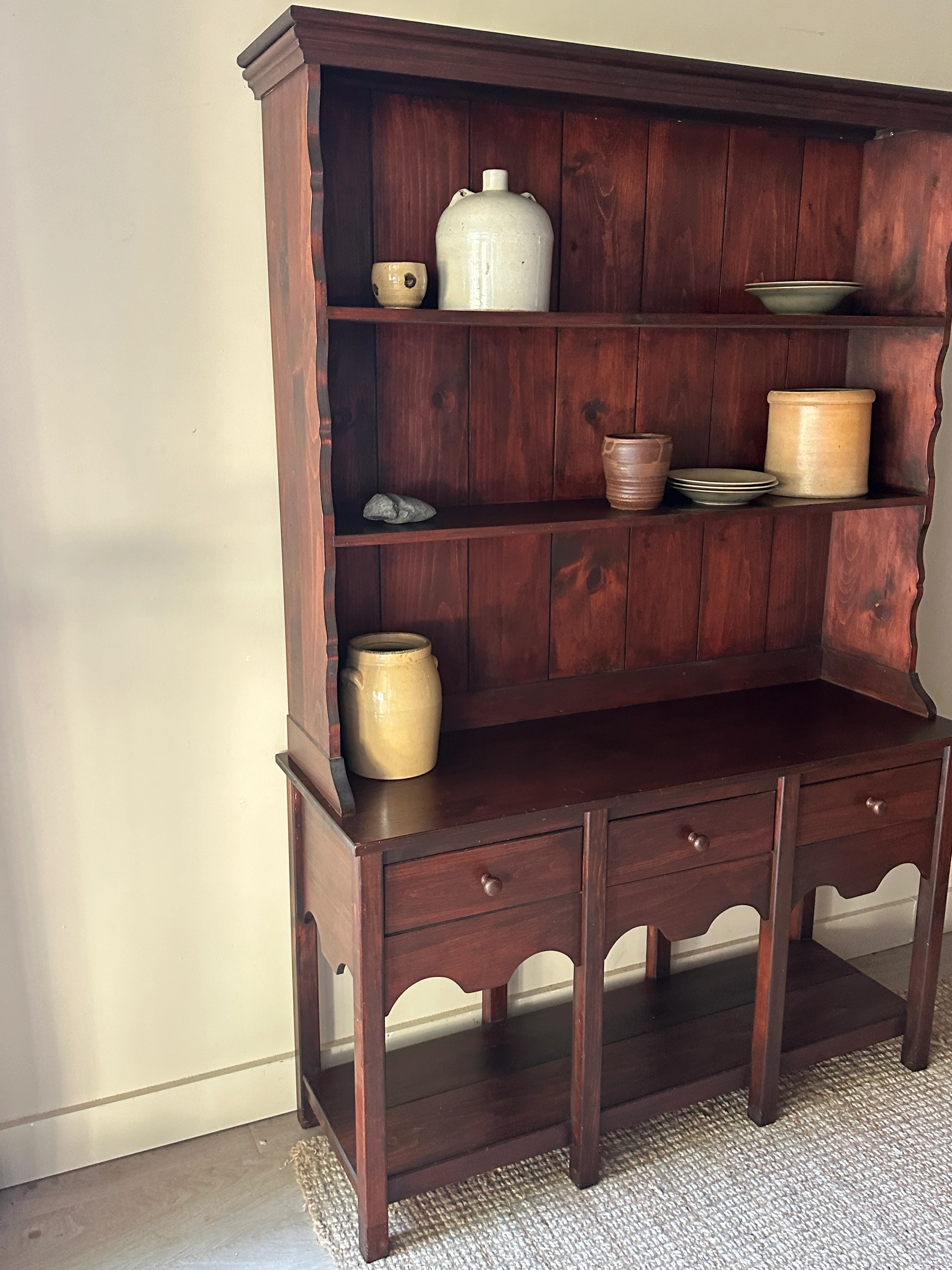 Dark pine two piece hutch - Image 2