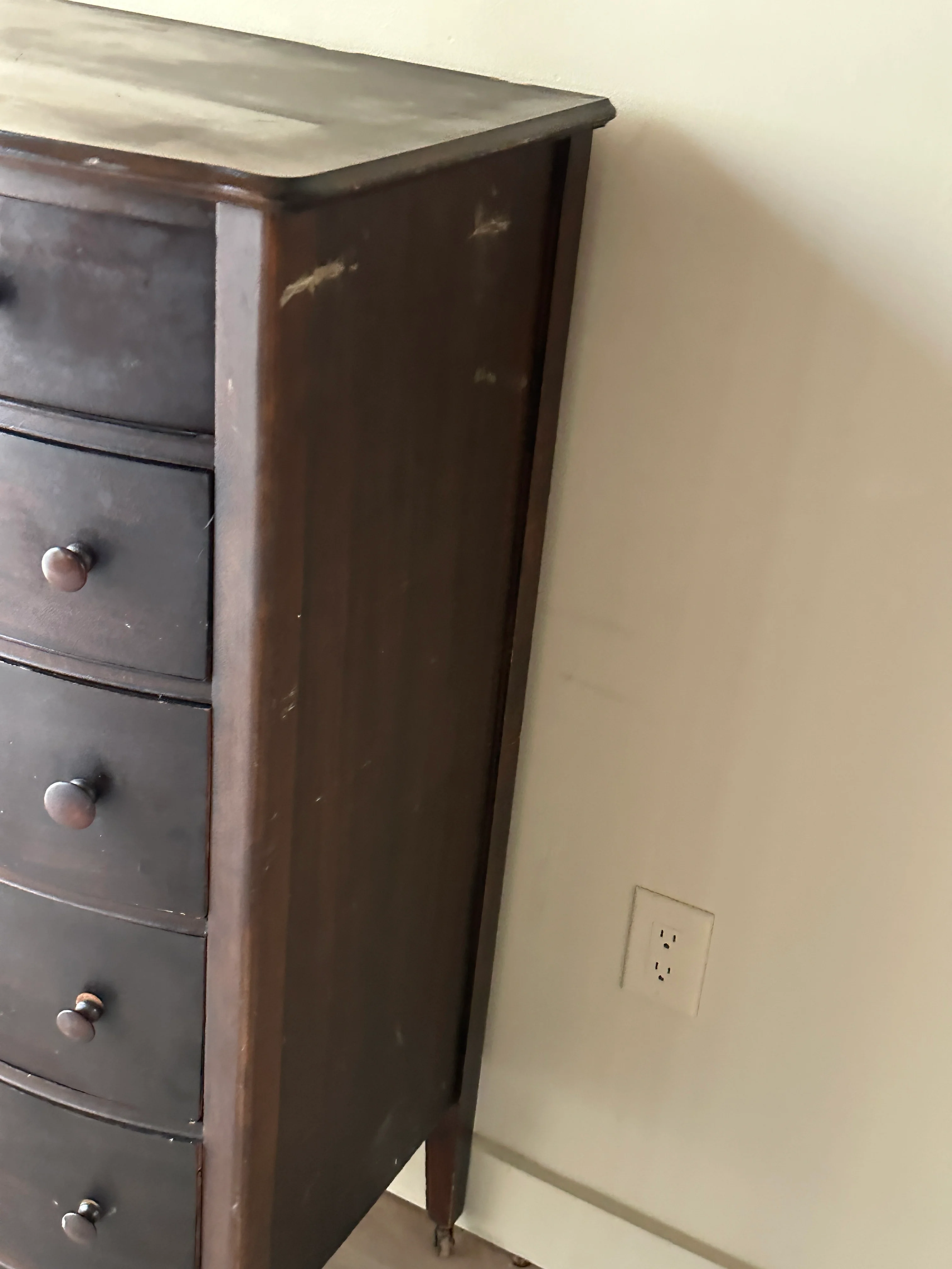 Dark walnut bow front dresser - Image 4