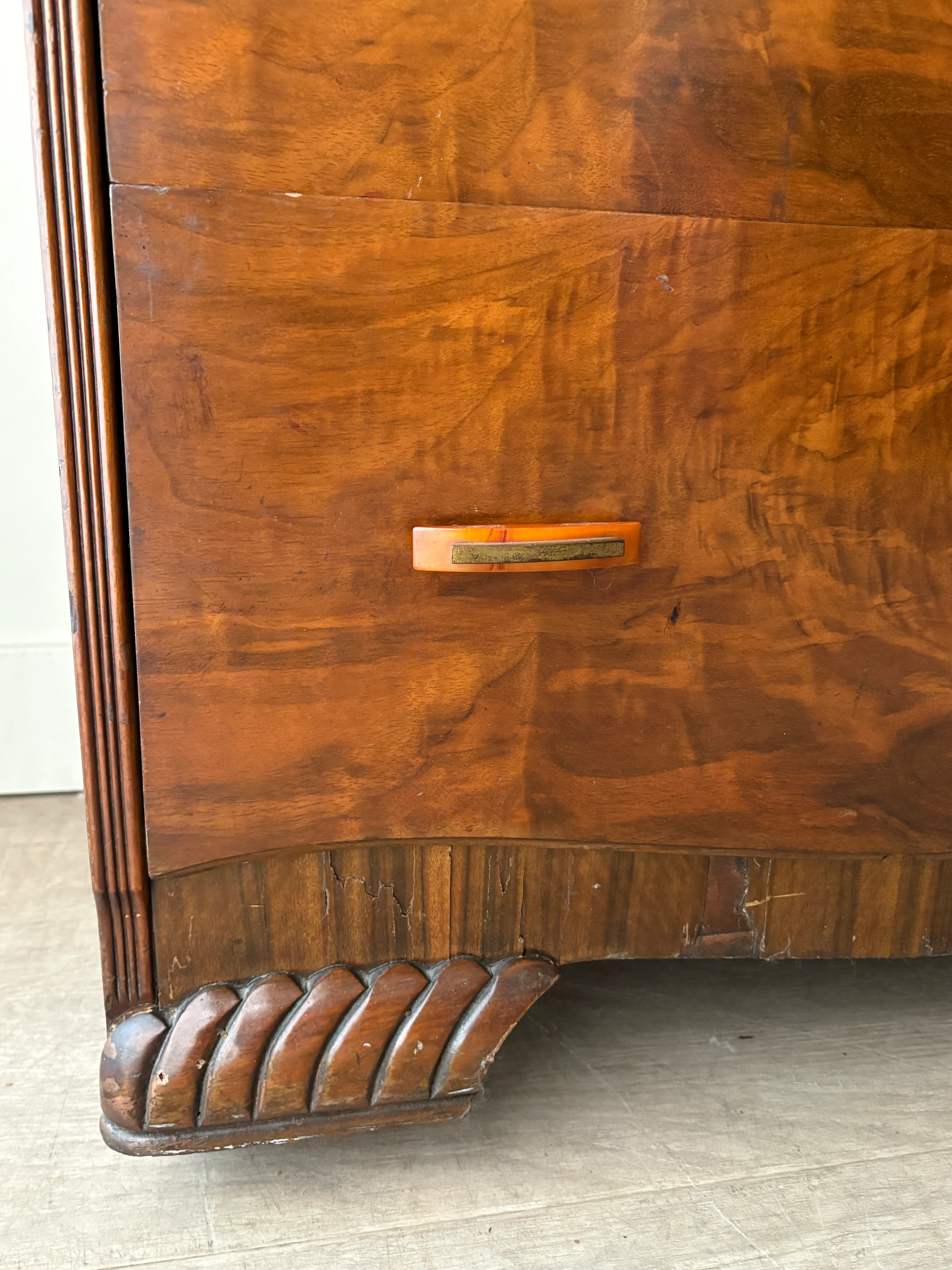 Deco walnut tallboy dresser - Image 5