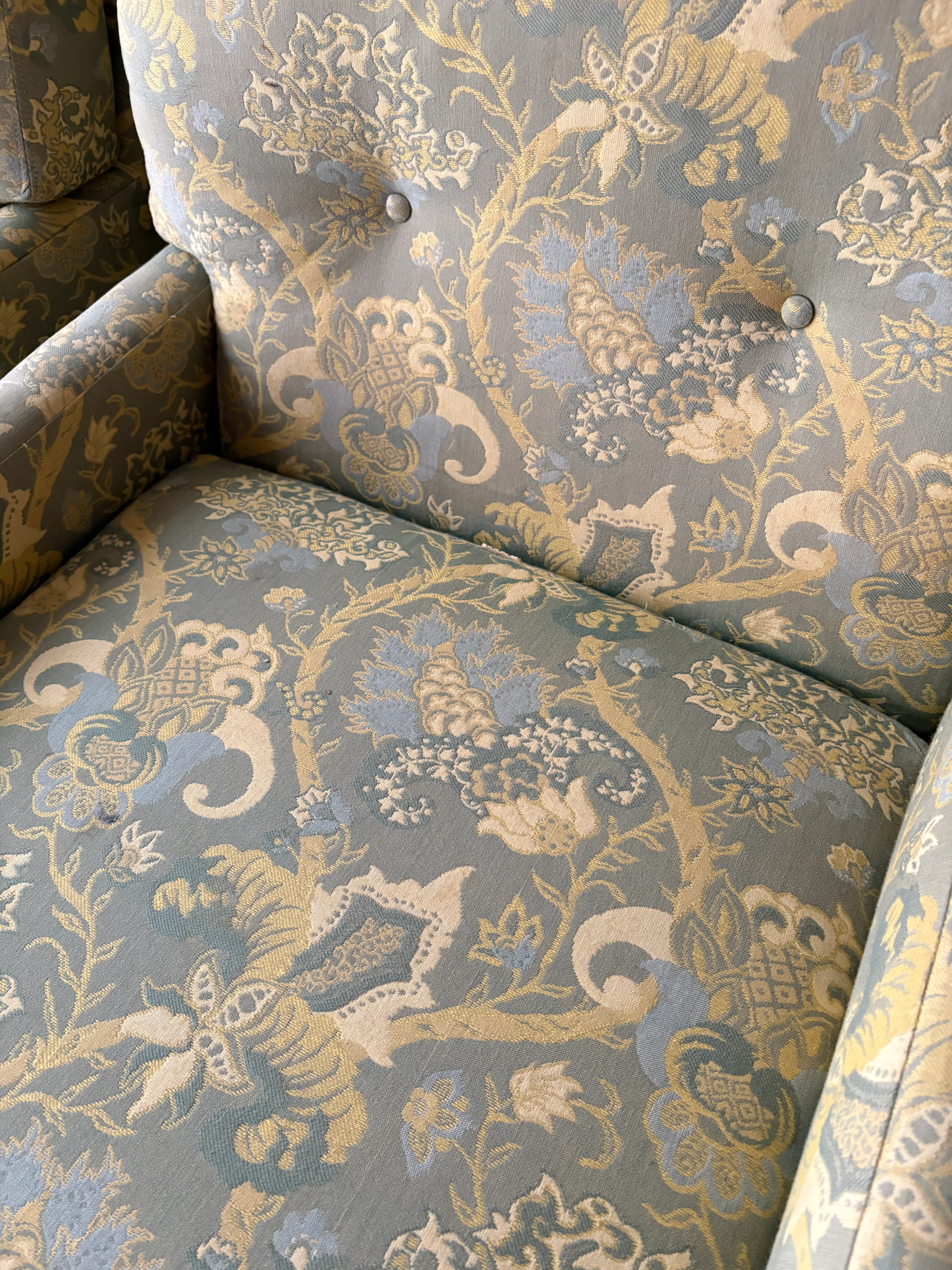 Directional green floral upholstered lounge chairs. Sold individually. - Image 8